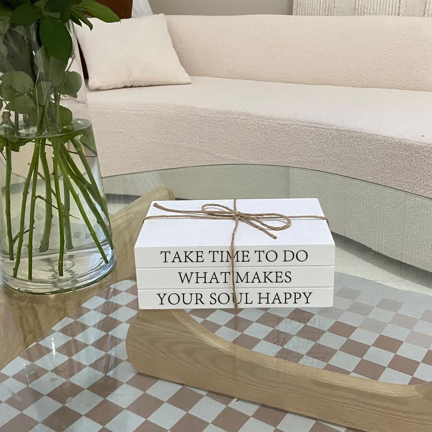 Faux Books for Decoration / TAKE TIME TO DO / White / 52 Inch