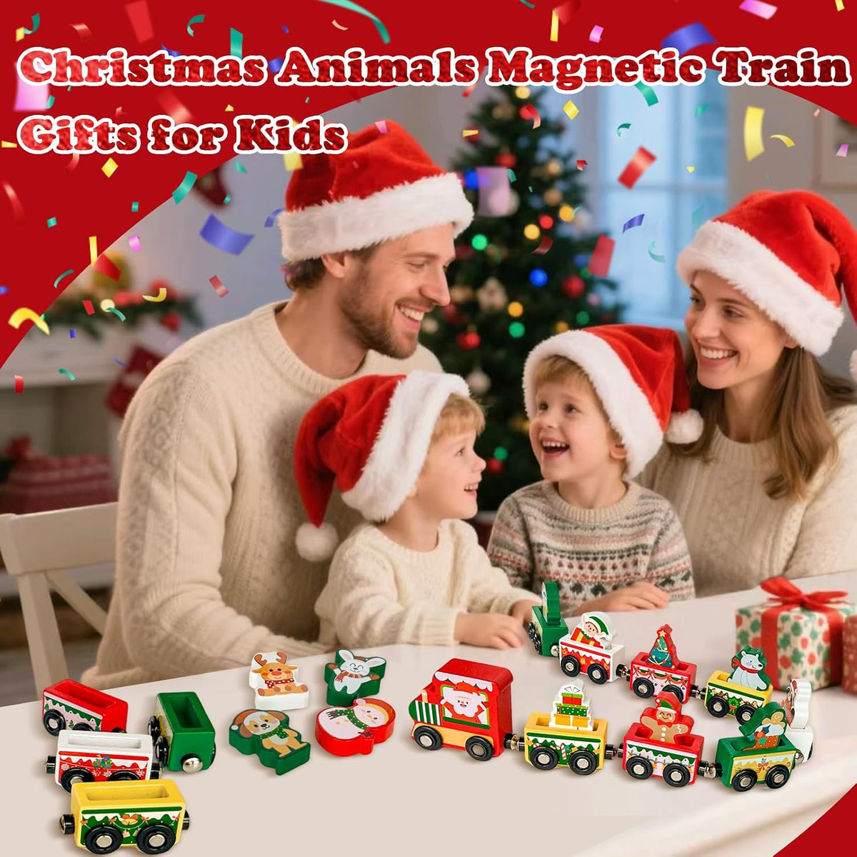 Advent Calendar 2026 Magnetic Wooden Animal Train for Kids,24 Day Christmas Advent Calendar Surprise Train,Montessori