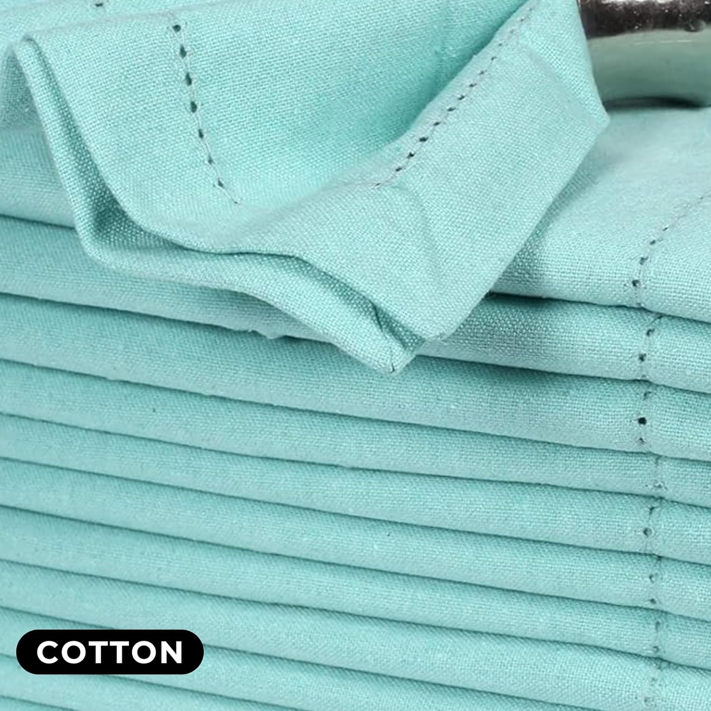 Bedding Craft Cotton Cloth Dinner Napkins Set of 12 – 18x18 Aqua with Hemstitched Mitered Corners – Reusable Machine