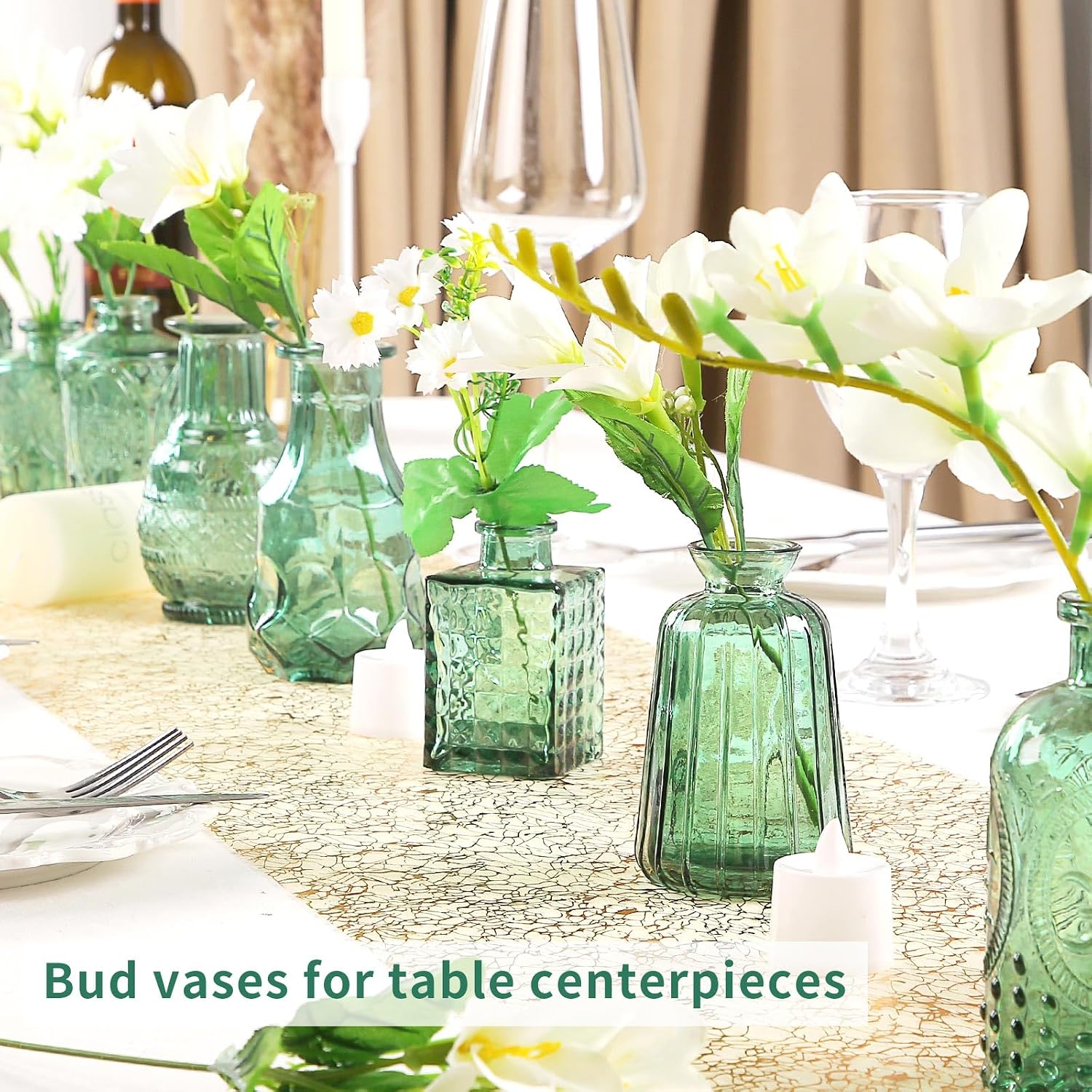Glass Bud Vases in Bulk Pcs / Dark Green / Set of 30