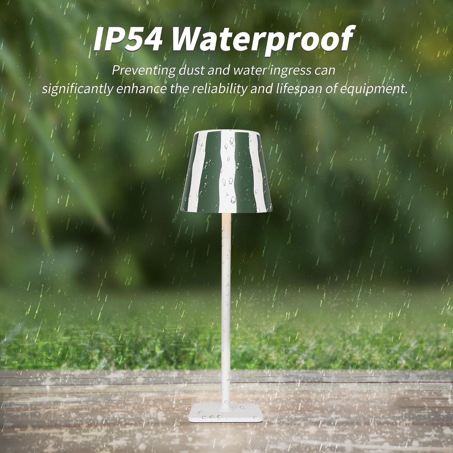 Mr. White Outdoor Waterproof Cordless Wireless Rechargeable Portable Top Touch Battery Operated Powered LED Table Lamp