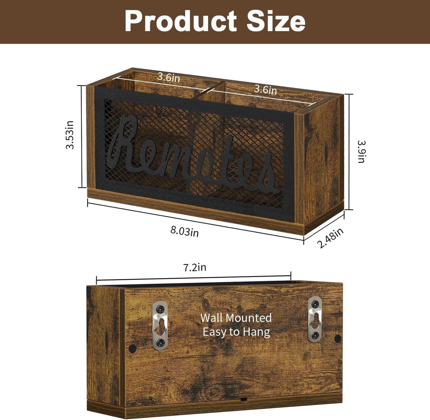 TV Remote Holder / Rustic Brown - Style A / Small