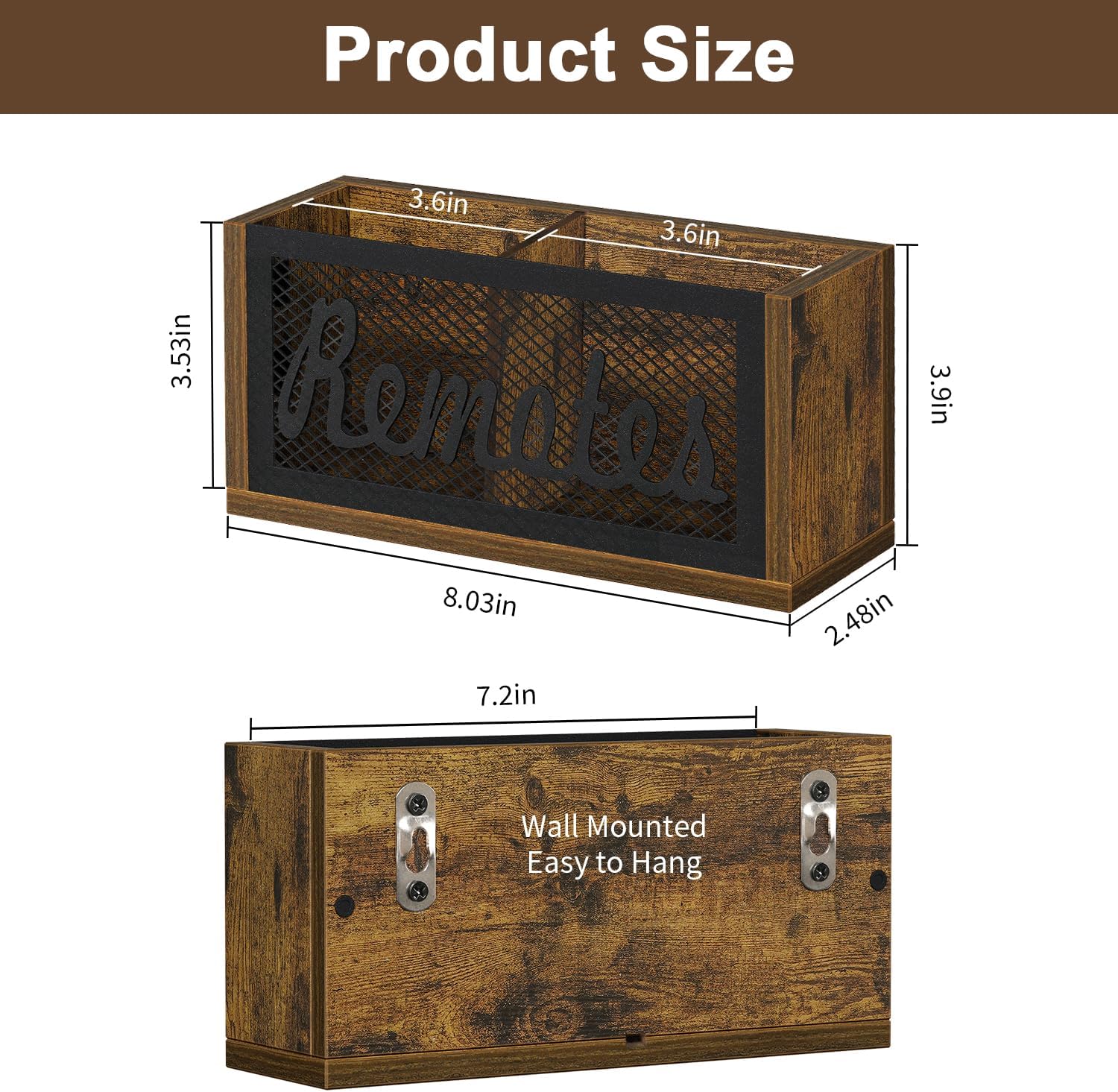 TV Remote Holder / Rustic Brown - Style A / Small