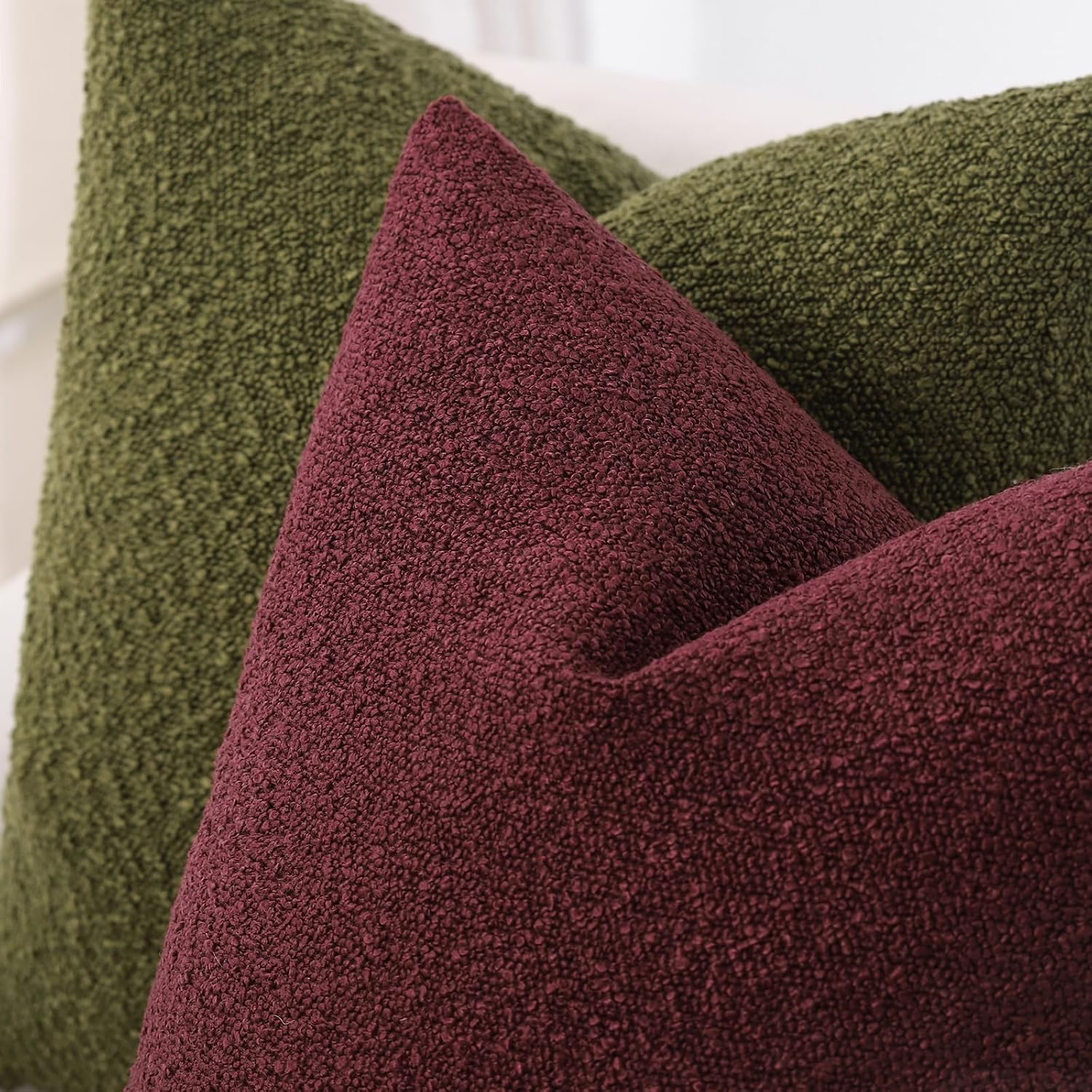 Boucle Throw Pillow Covers / Burgundy / 18 x 18 / Set of 2
