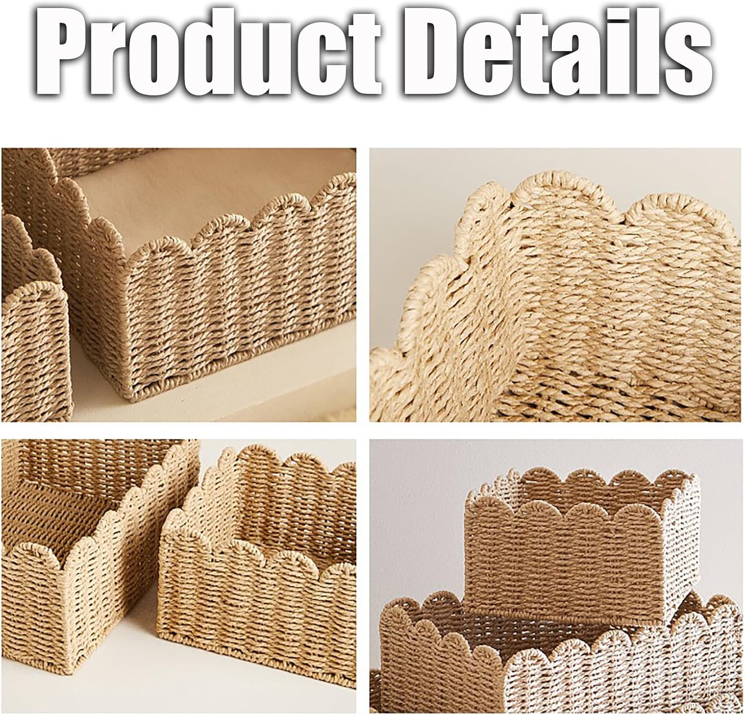 Scalloped Basket / Hand Woven shelf Baskets / Seagrass / S