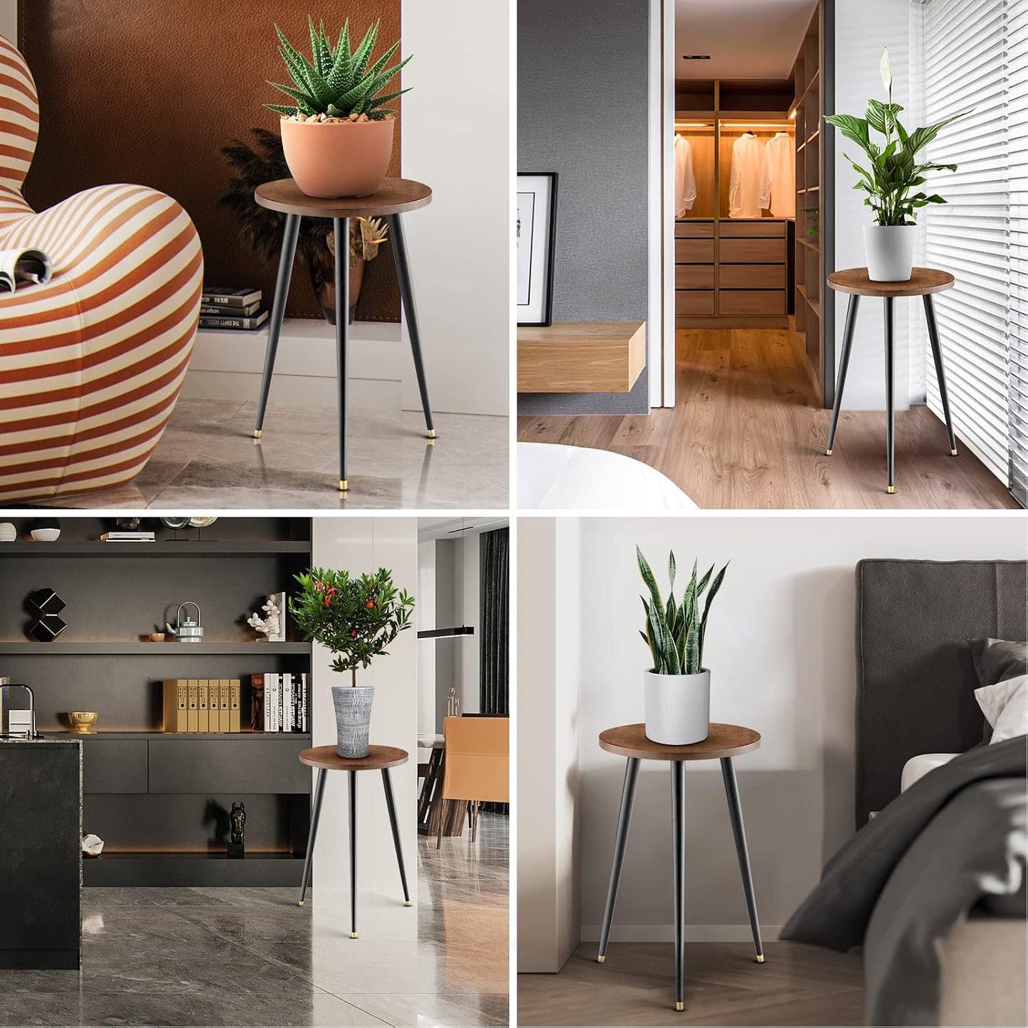 KINNARY Tall Plant Stand Indoor, Mid Century Wood Plant Stand Plant Table for Flower Pots, Heavy Duty Metal Plant