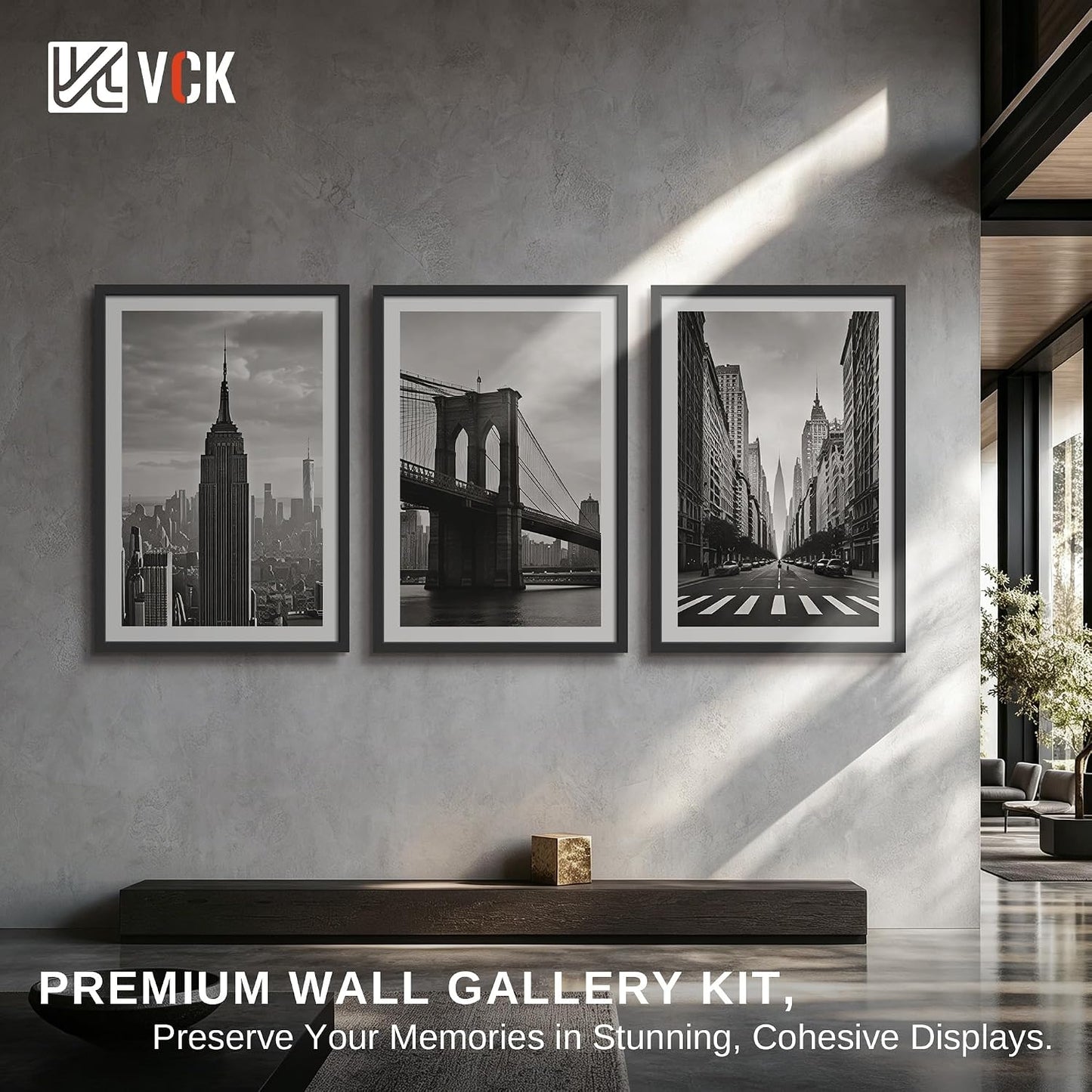 VCK 18x24 Frame 3 Pack - Black Solid Wood 18 x 24 Concert Poster Frames with Wall Mounting Hanging
