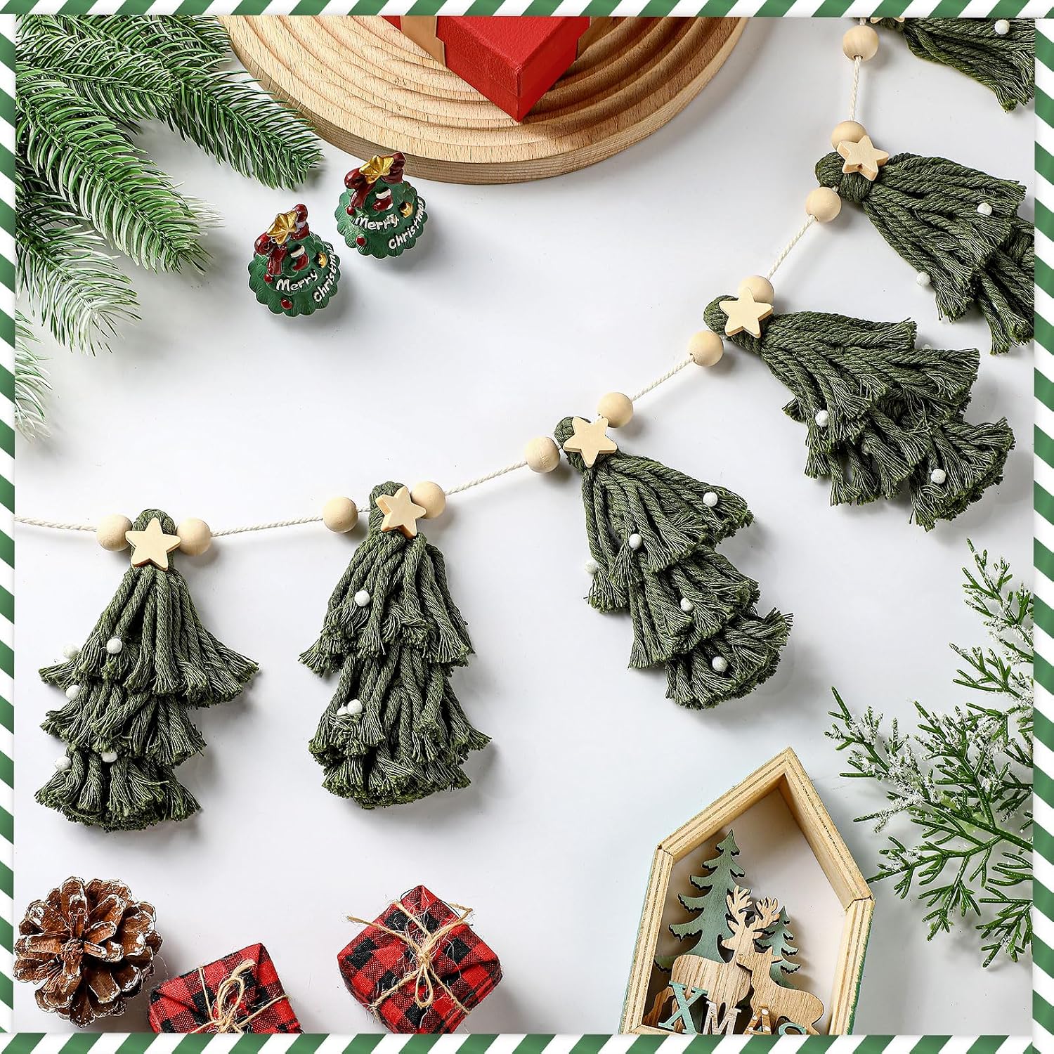 Boho Garland Vintage Tassel Garland / Green / Christmas / 60 Inch