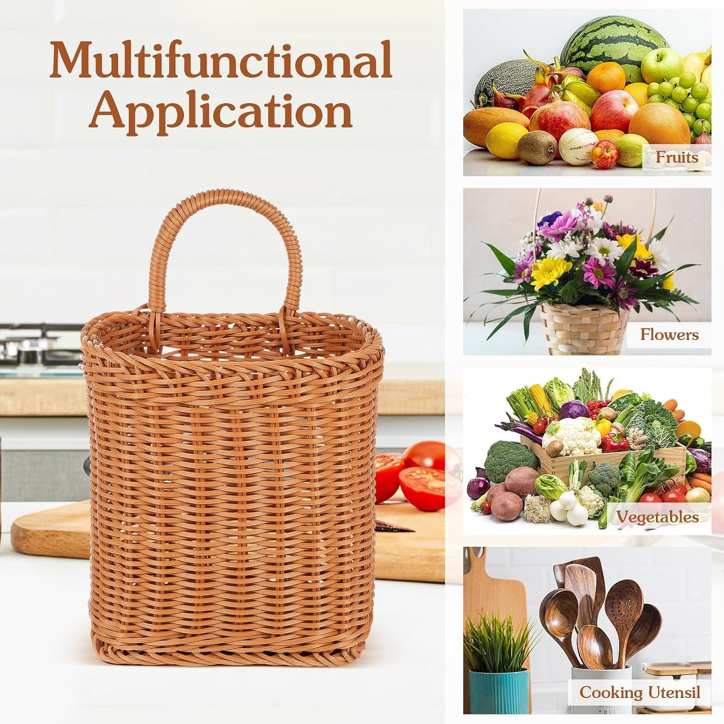 Kitchenware Hanging Basket Wall Hanging Flower Baskets Front Door Hanging Basket Woven Hanging