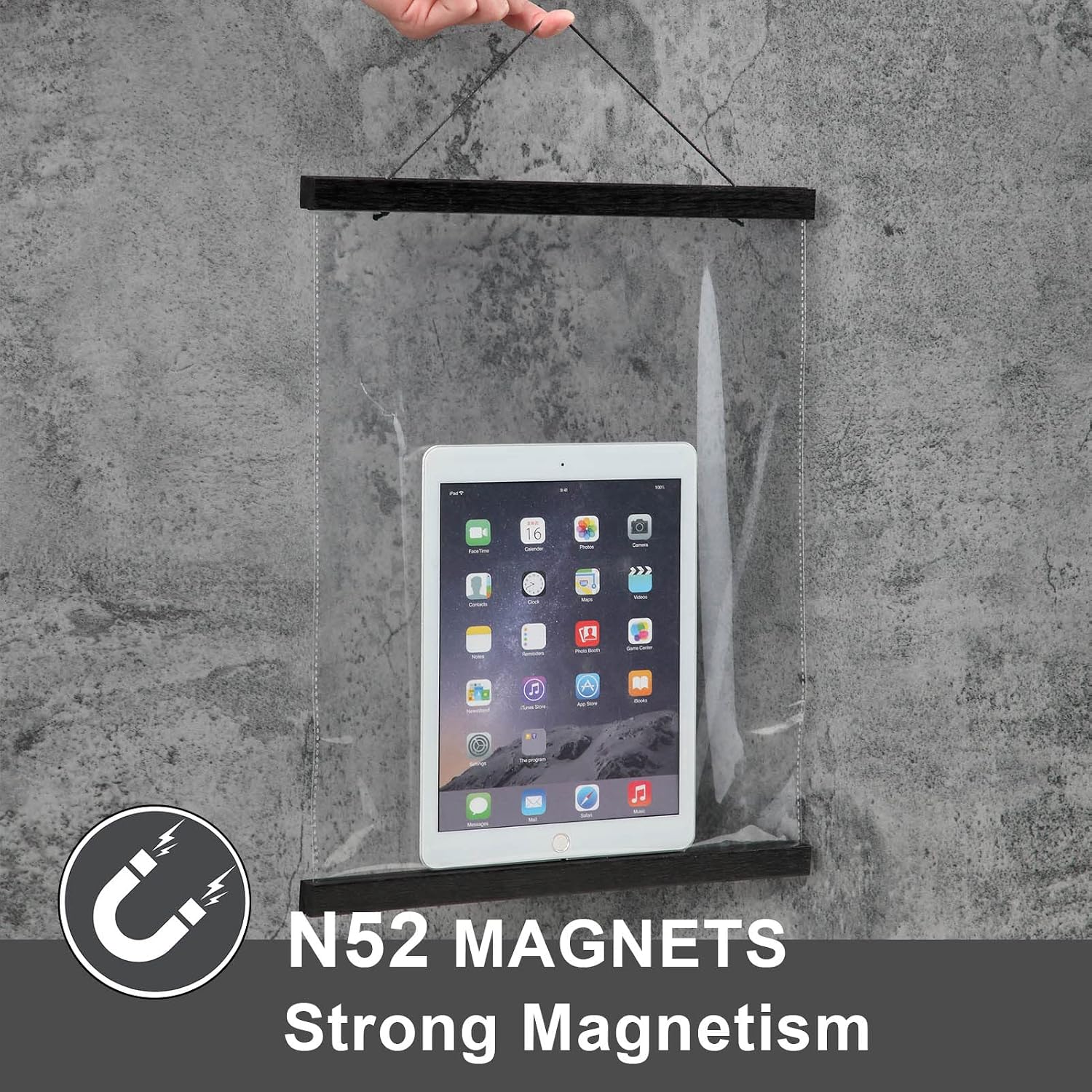 WITCOLOR Magnetic Poster Hanger Frame, 19x13 19x25 19x27 Poster Frame Wooden Magnetic Hanging Kit for Walls Map Picture