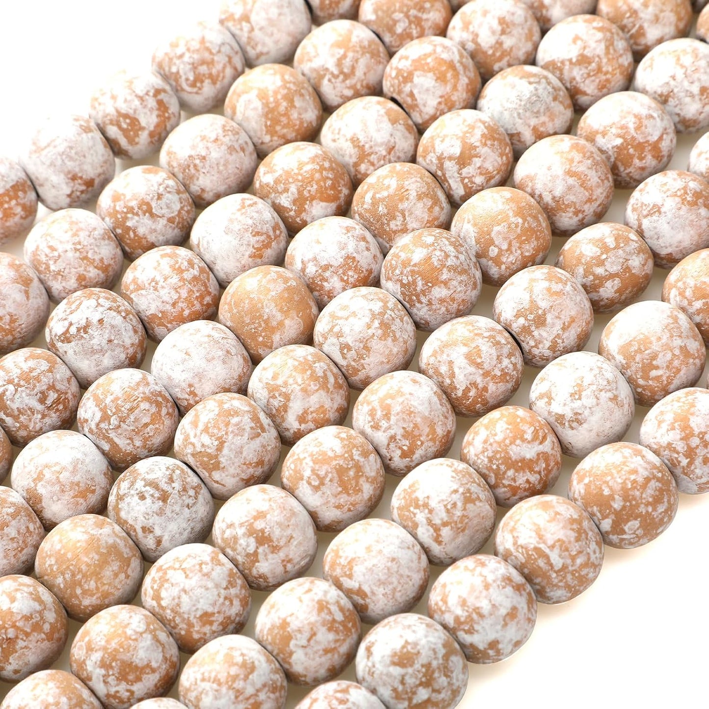 Giegxin 2 Pcs Wood Bead Garland 66 Feet Rustic White Farmhouse Christmas | Rustic Wooden Beaded Garland for Tree Tier