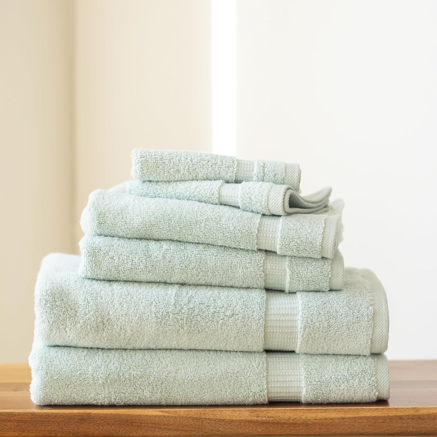 SALBAKOS 100% Turkish Cotton Bathroom Towel Set of 6-Piece, Seafoam Green | 630 Gsm Thick Super Soft Highly Absorbent 2