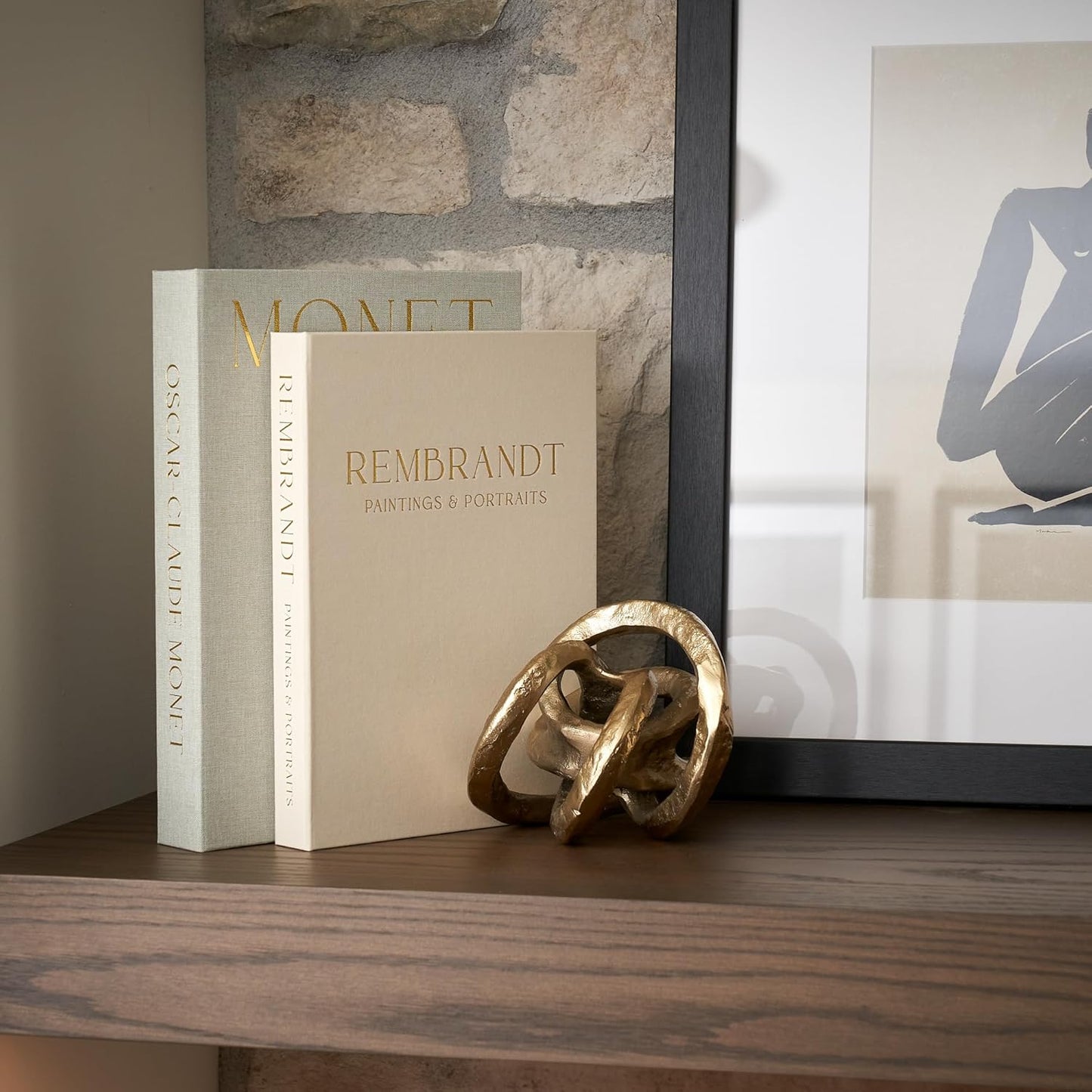 Decorative Linen Books / Sage-beige / Set of 2