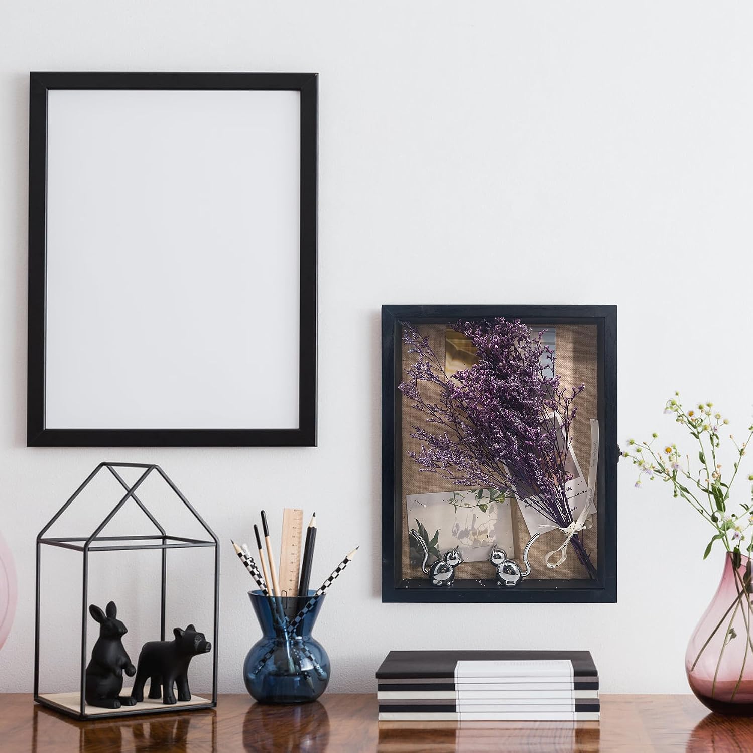 11x14 Pet Memorial Shadow Box with Real Glass for Loss of Dog | Black Pet Memorial Dispaly Case Picture Frame for Dogs