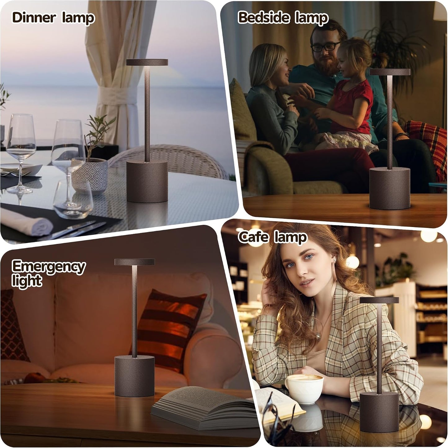 2Pack Cordless Rechargeable LED Restaurants Outdoor Table Lamp | Battery 5000mAh Metal USB Portable Powered Desk Lamp