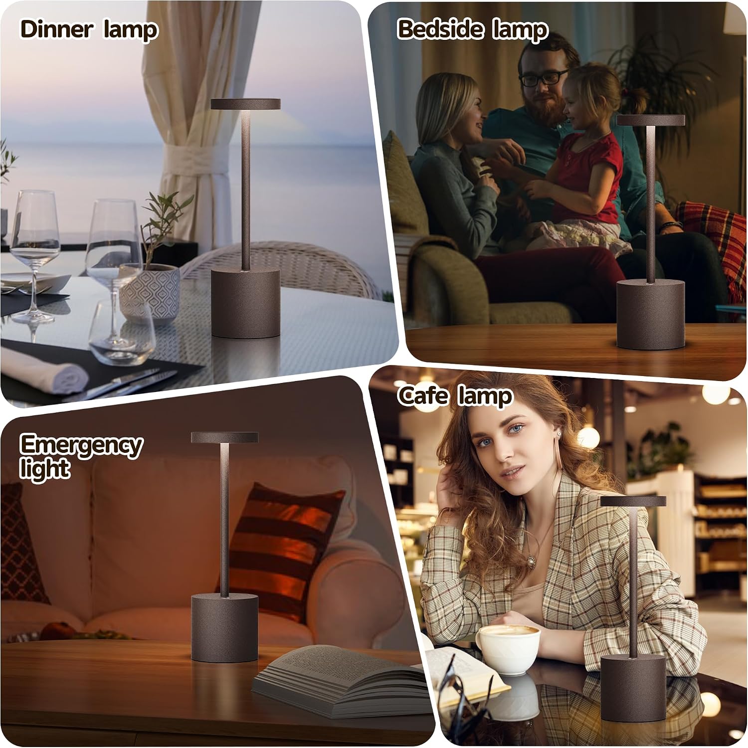 2Pack Cordless Rechargeable LED Restaurants Outdoor Table Lamp | Battery 5000mAh Metal USB Portable Powered Desk Lamp
