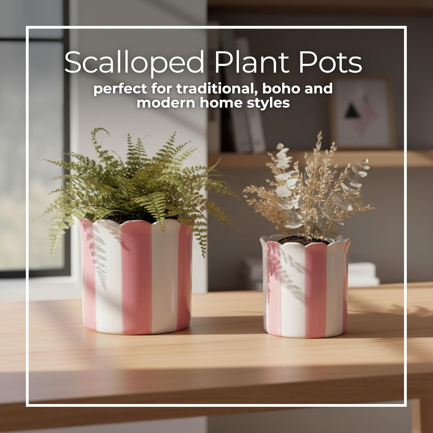 Ceramic Planters / Planter Pots for Greenery / 6 x 6 x 6 / and / Pink / Set of 2