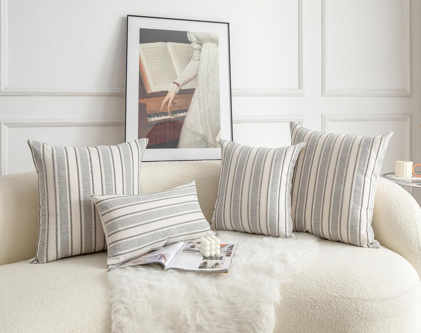 Farmhouse Textured Pillow Case / Grey / 18 x 18 / Set of 2
