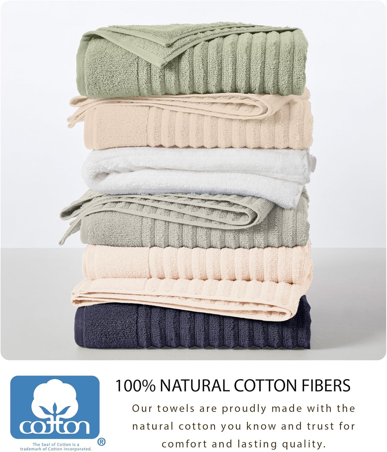 Great Bay Home Bath Towel Set - 100% Cotton 6 Piece Towel Set - Absorbent & Quick-Dry Towels for Bathroom (Mid Grey)