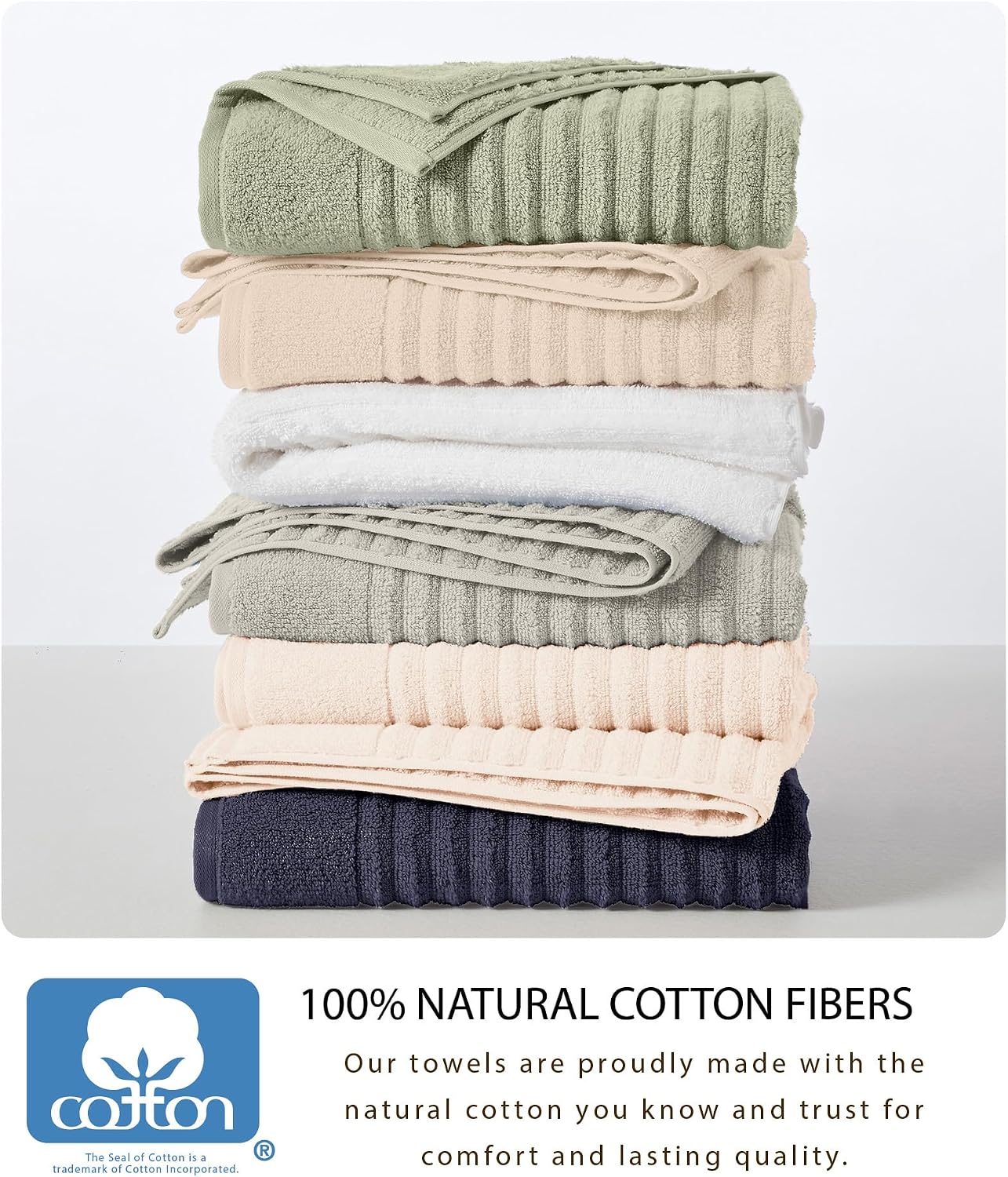 Great Bay Home 4 Pack Bath Towel Set - 100% Cotton Towels - Absorbent & Quick-Dry Towels for Bathroom (Mid Grey)