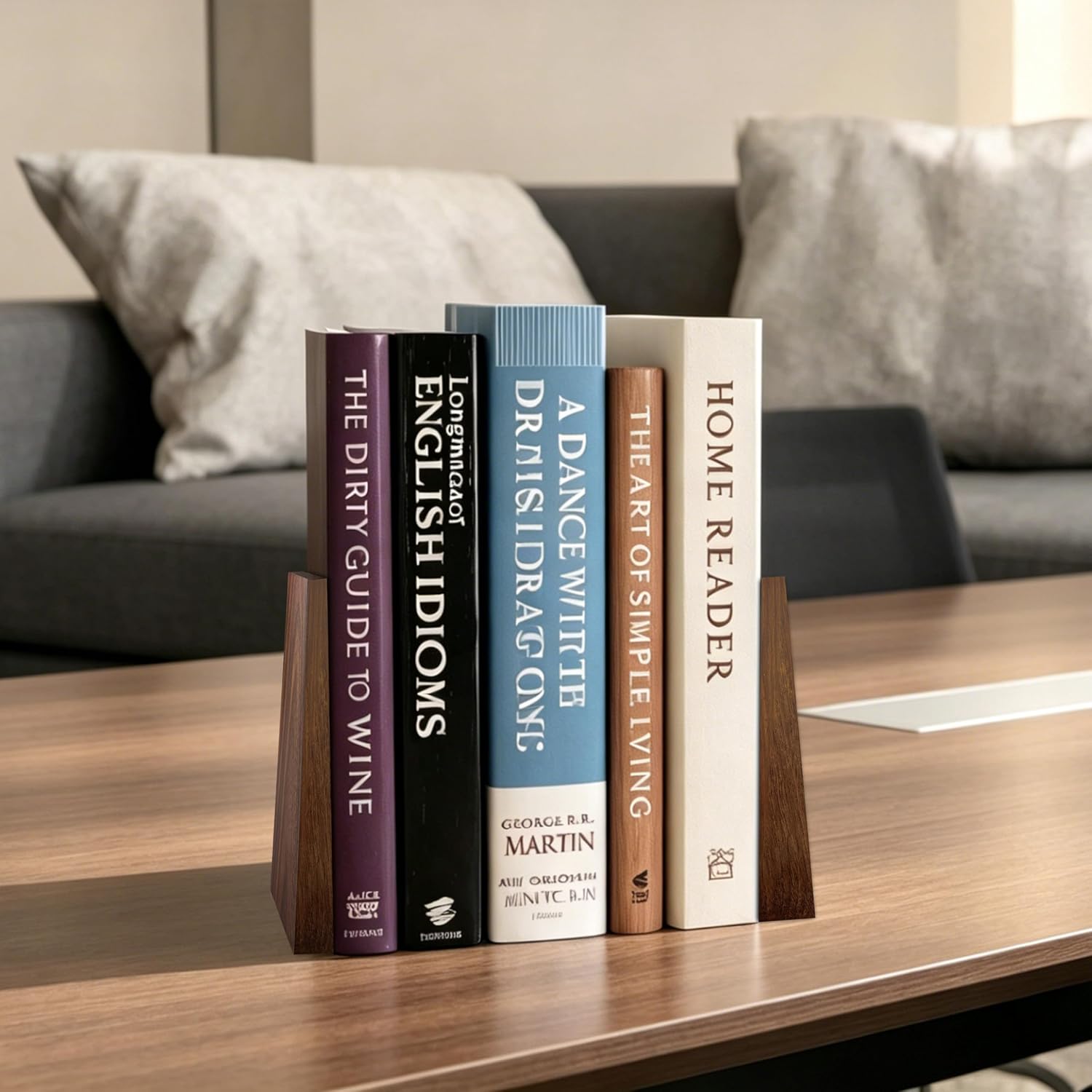 Walnut Book Ends Hold Heavy Books- in Wood Bookends / Small-walnut 5.9in Tall / 6 x 5 x 4
