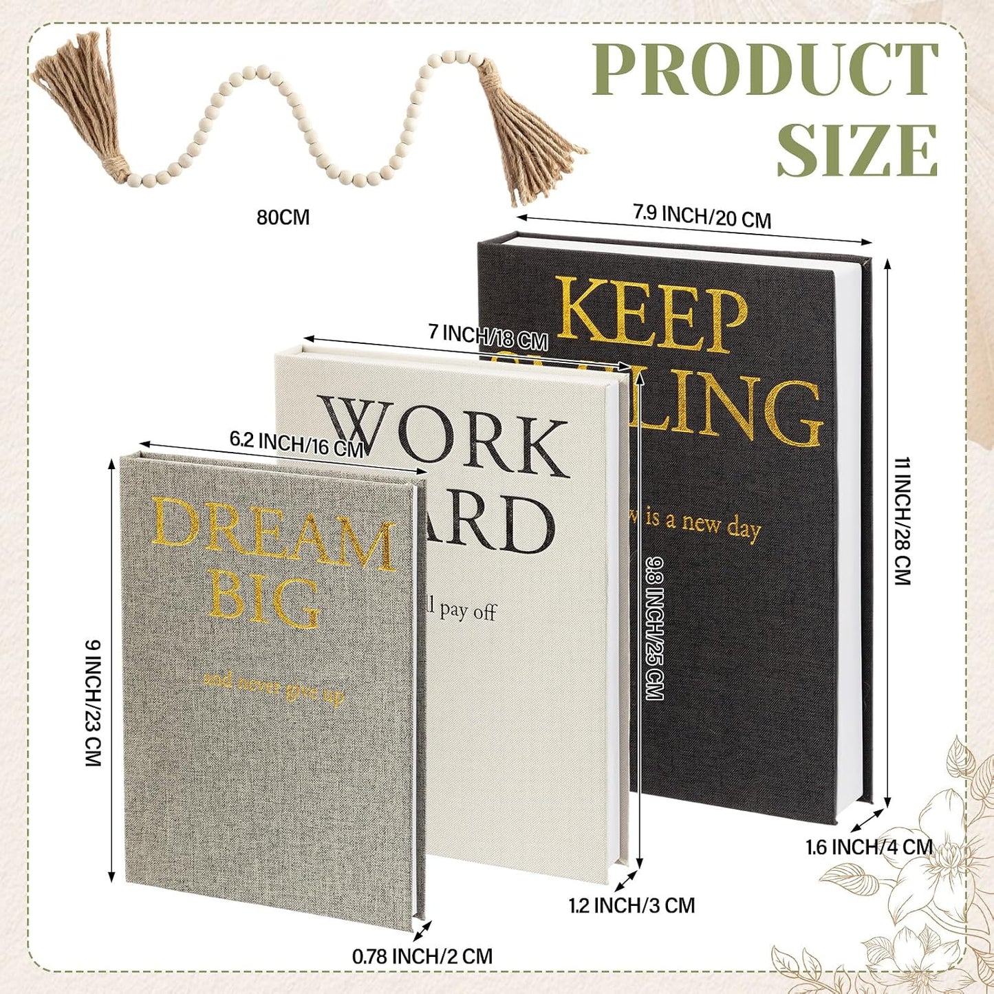 Aesthetic Decorative Books / Inspire / Black,white,gray / Set of 3