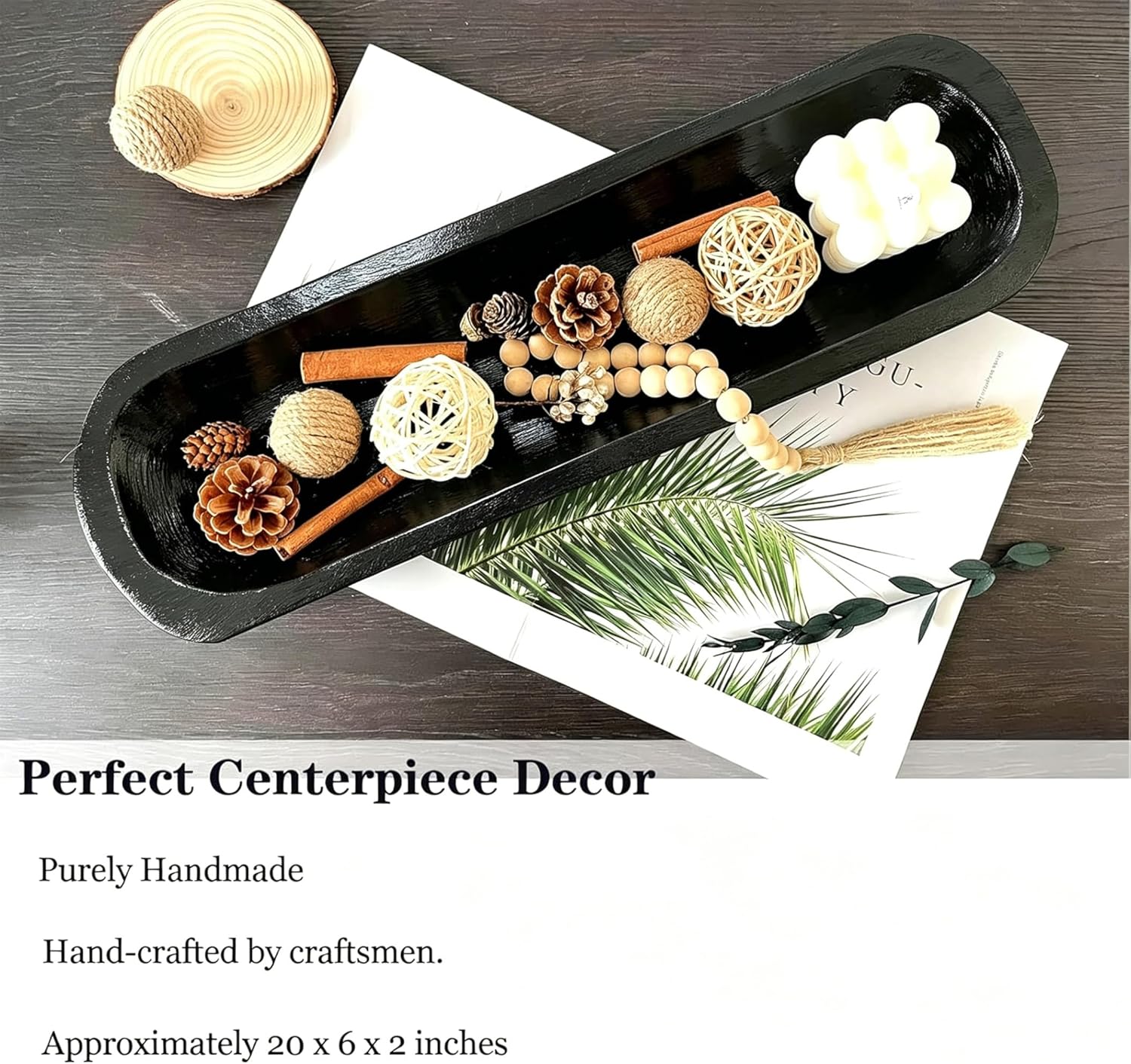 Wooden Dough Bowl Decor / 20inch Black