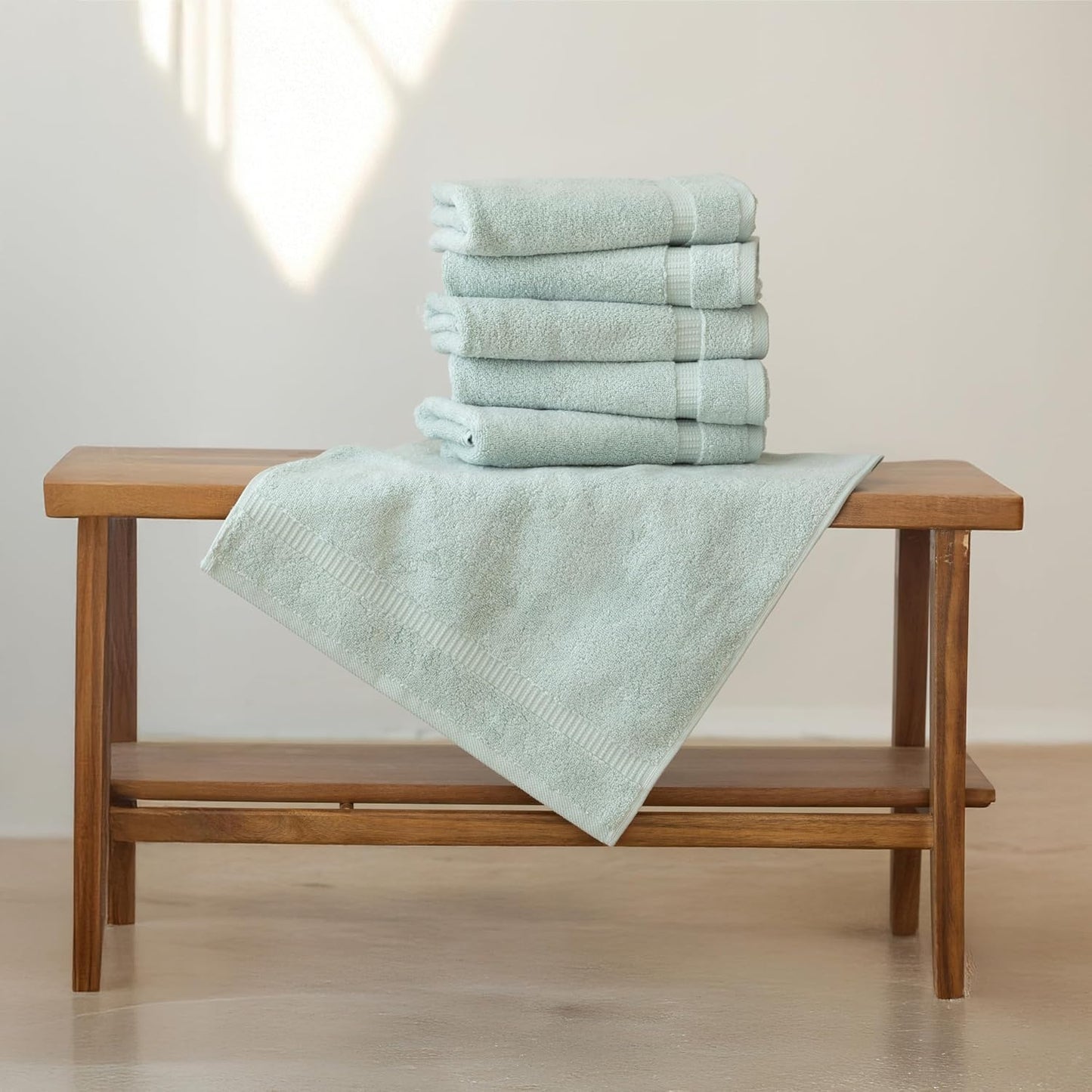 SALBAKOS 6-Piece 100% Turkish Cotton Hand Towels, 16x30 inch, Seafoam Green | Large Size Thick Super Soft Highly