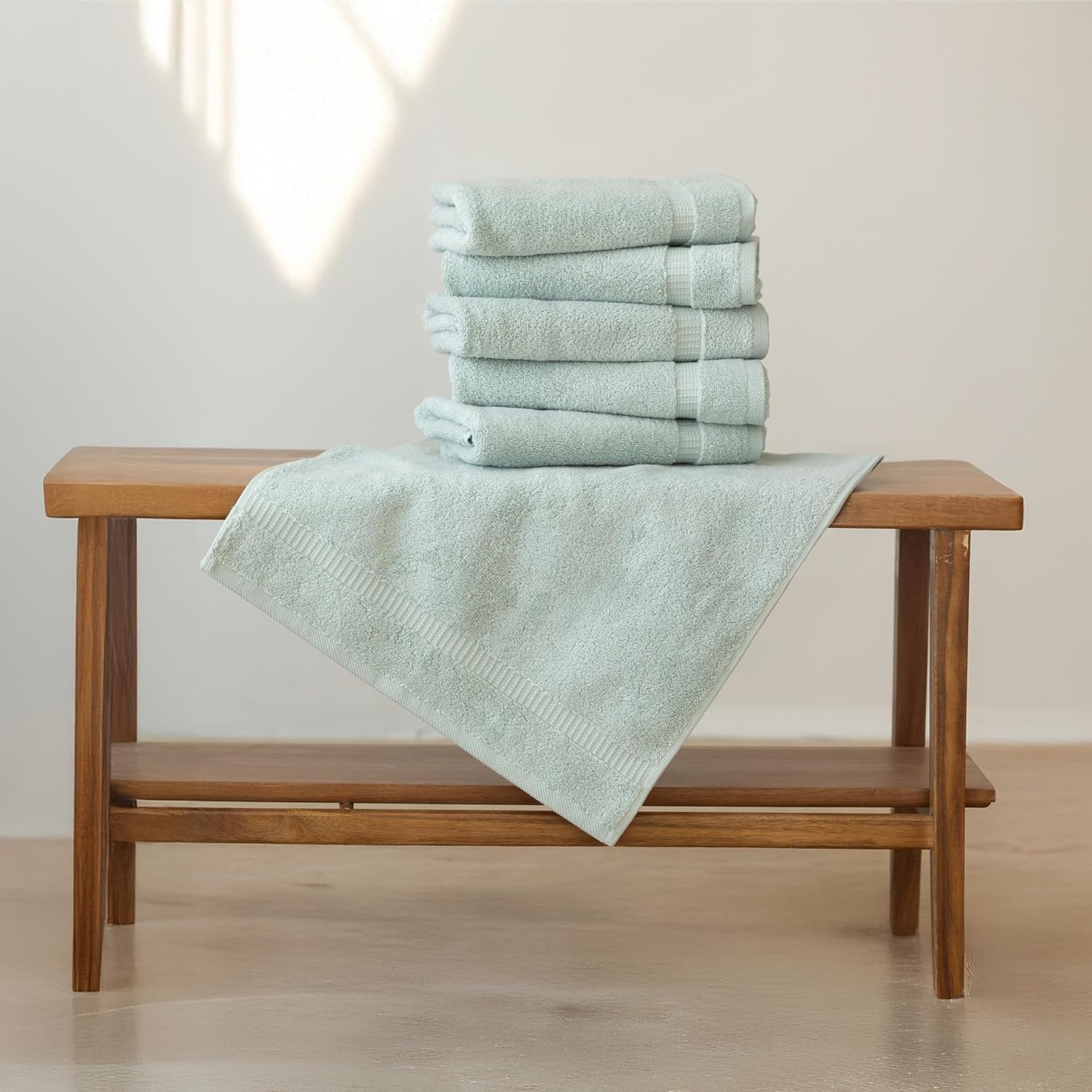 SALBAKOS 6-Piece 100% Turkish Cotton Hand Towels, 16x30 inch, Seafoam Green | Large Size Thick Super Soft Highly