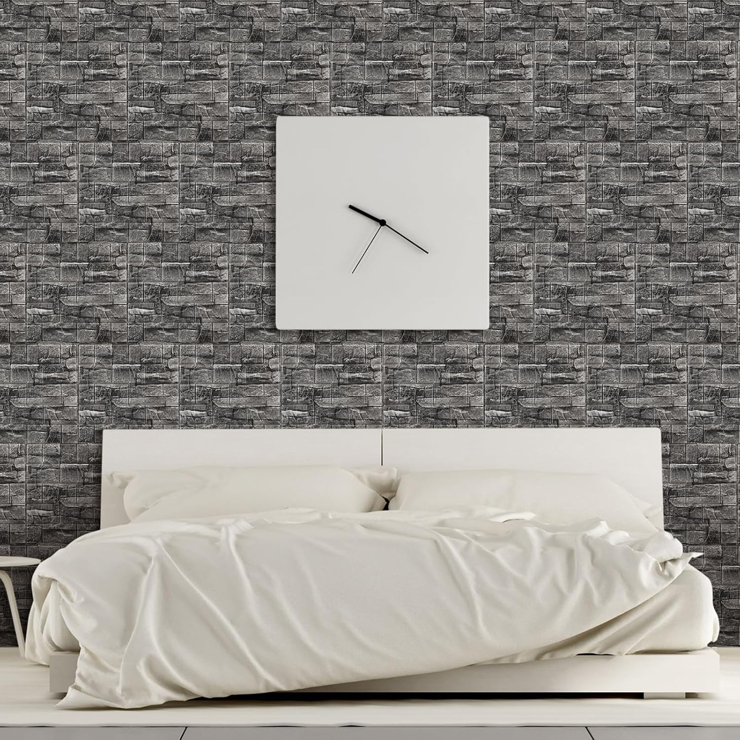 30 Pcs 3D Wall Panels Peel and Stick Wallpaper Foam, Grey Stone | Faux Brick Stone Tiles, Covering 28.8-48.4 Sq ft