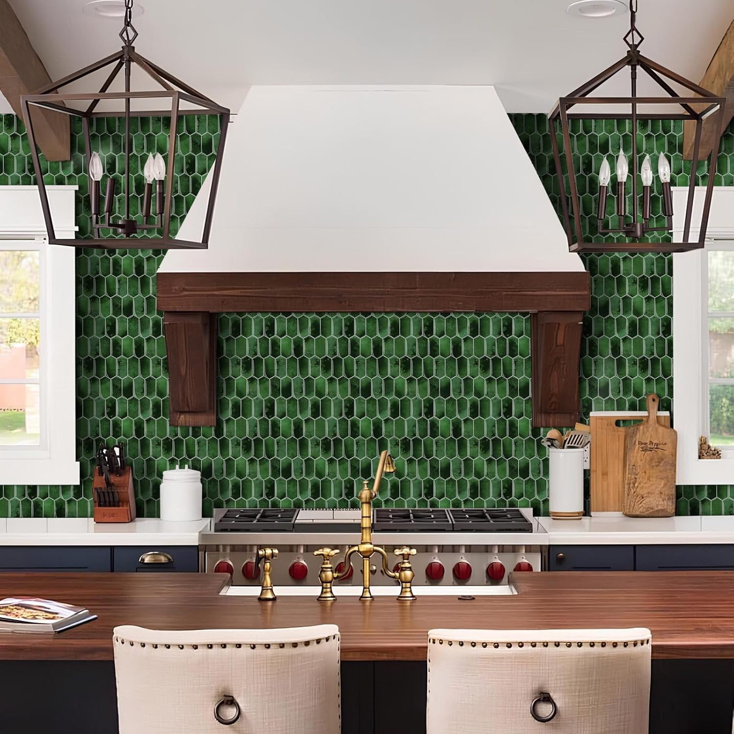 3D Waterproof Self-Adhesive Wall Tile Stick on Backsplash / Dark Green
