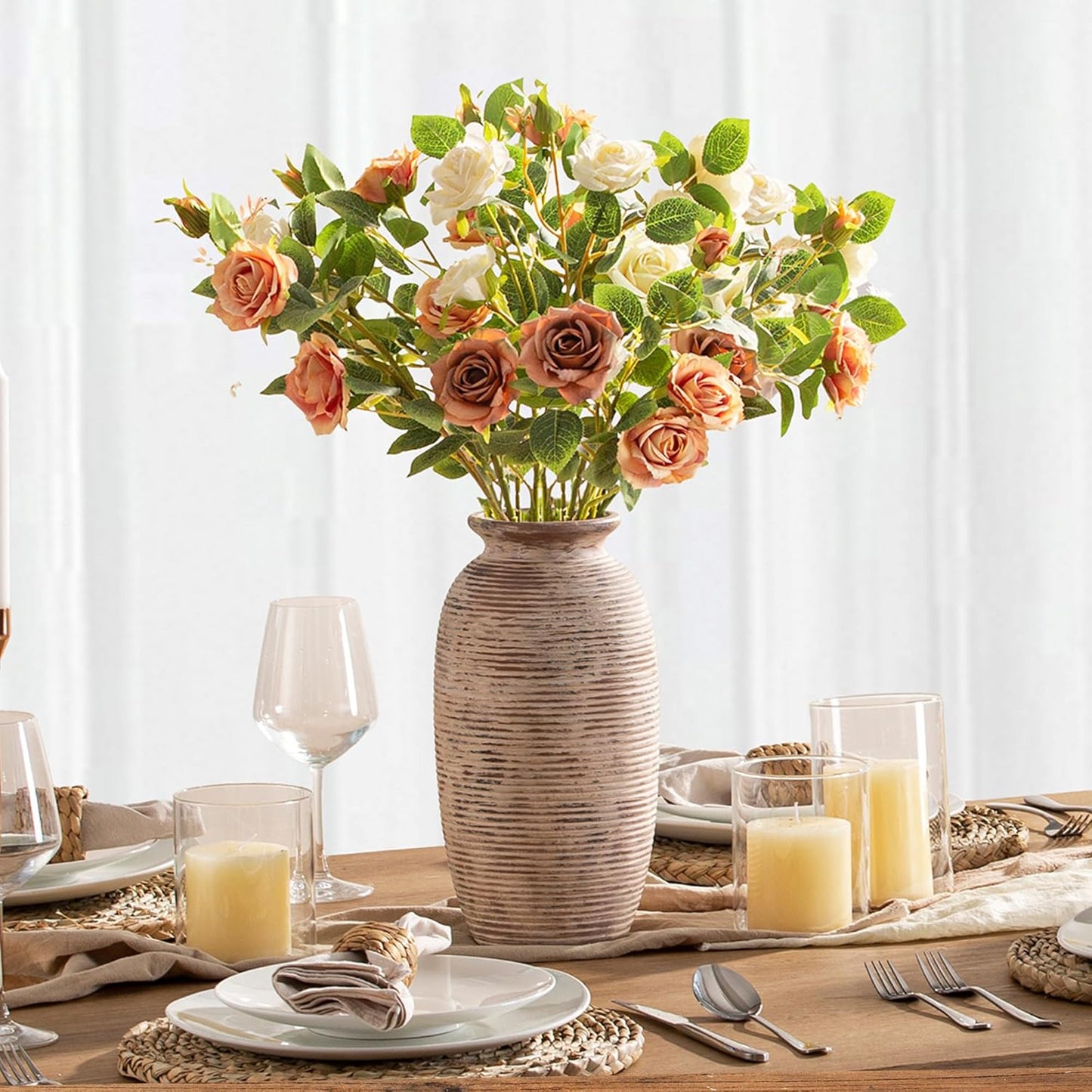 Ceramic Rustic Flower Vase / 12.5" H - Rustic