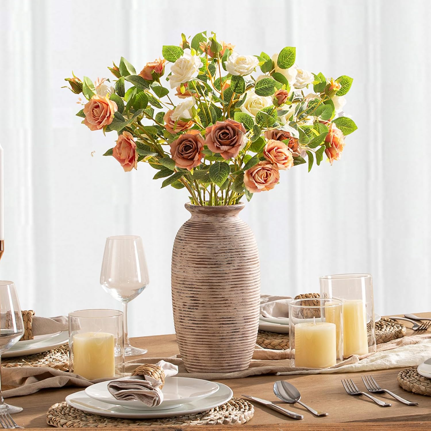 Ceramic Rustic Flower Vase / 12.5" H - Rustic