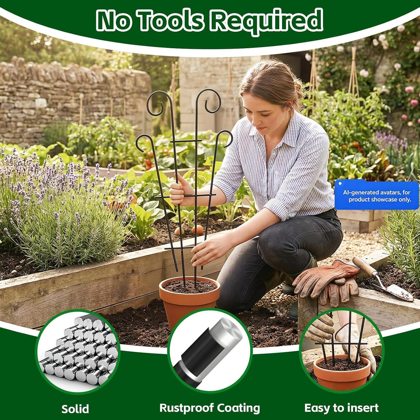 4 Pack 32 Inch Tall Metal Plant Trellis for Potted Plants | Metal Garden Trellis for Climbing Plants, Indoor Outdoor