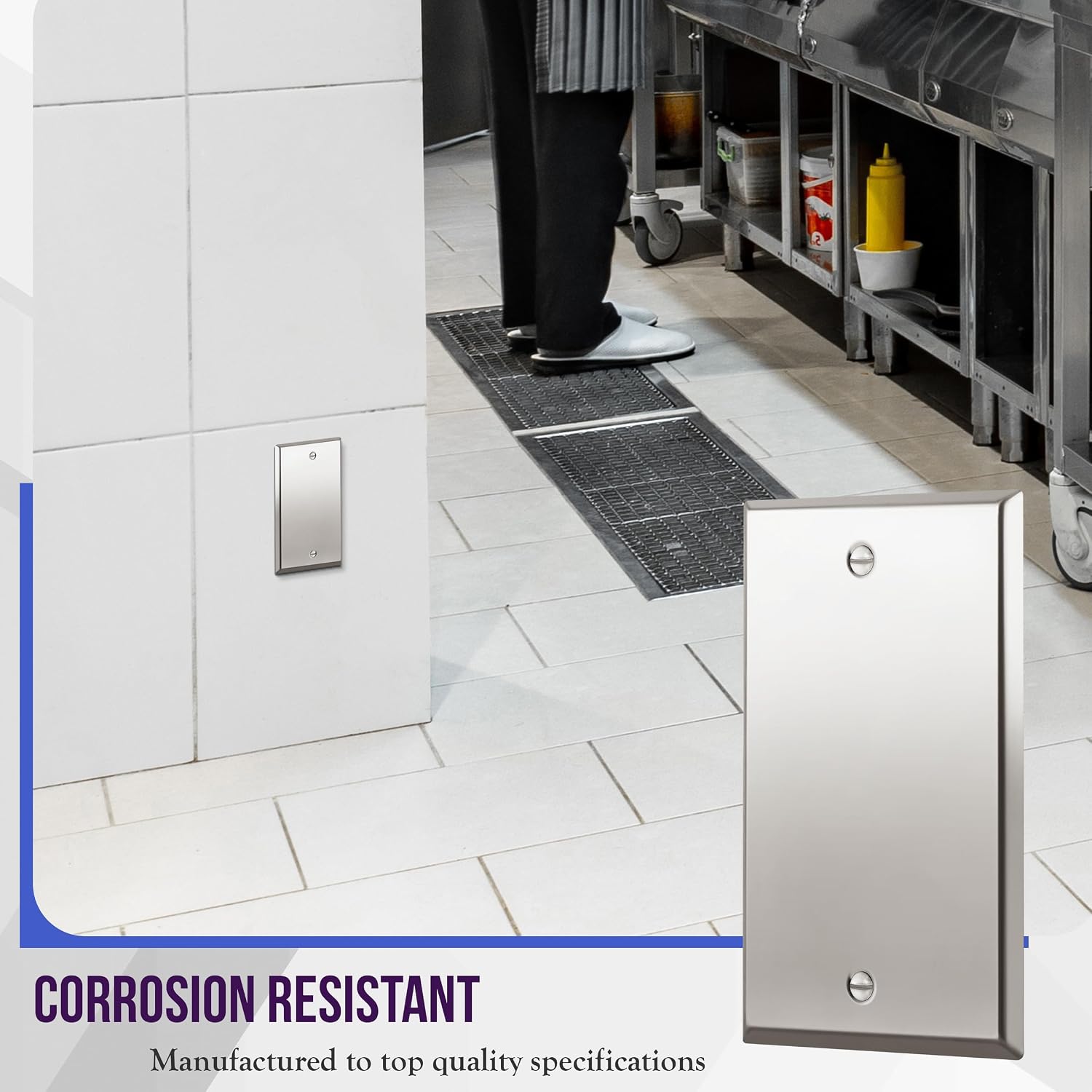ENERLITES Blank Device Metal Wall Plate, Stainless Steel 201, Corrosion Resistant, Size 1-Gang 4.50" x 2.76"