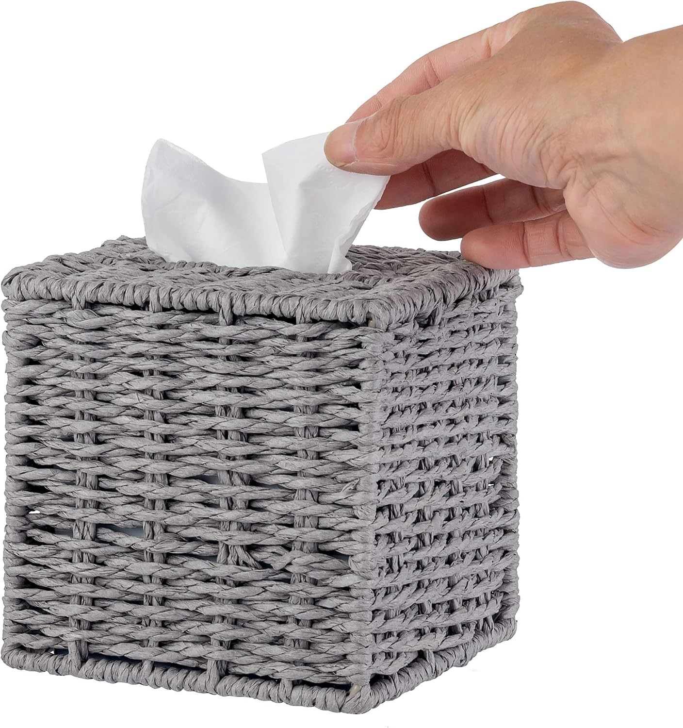 Woven Cube Tissue Holder / Gray