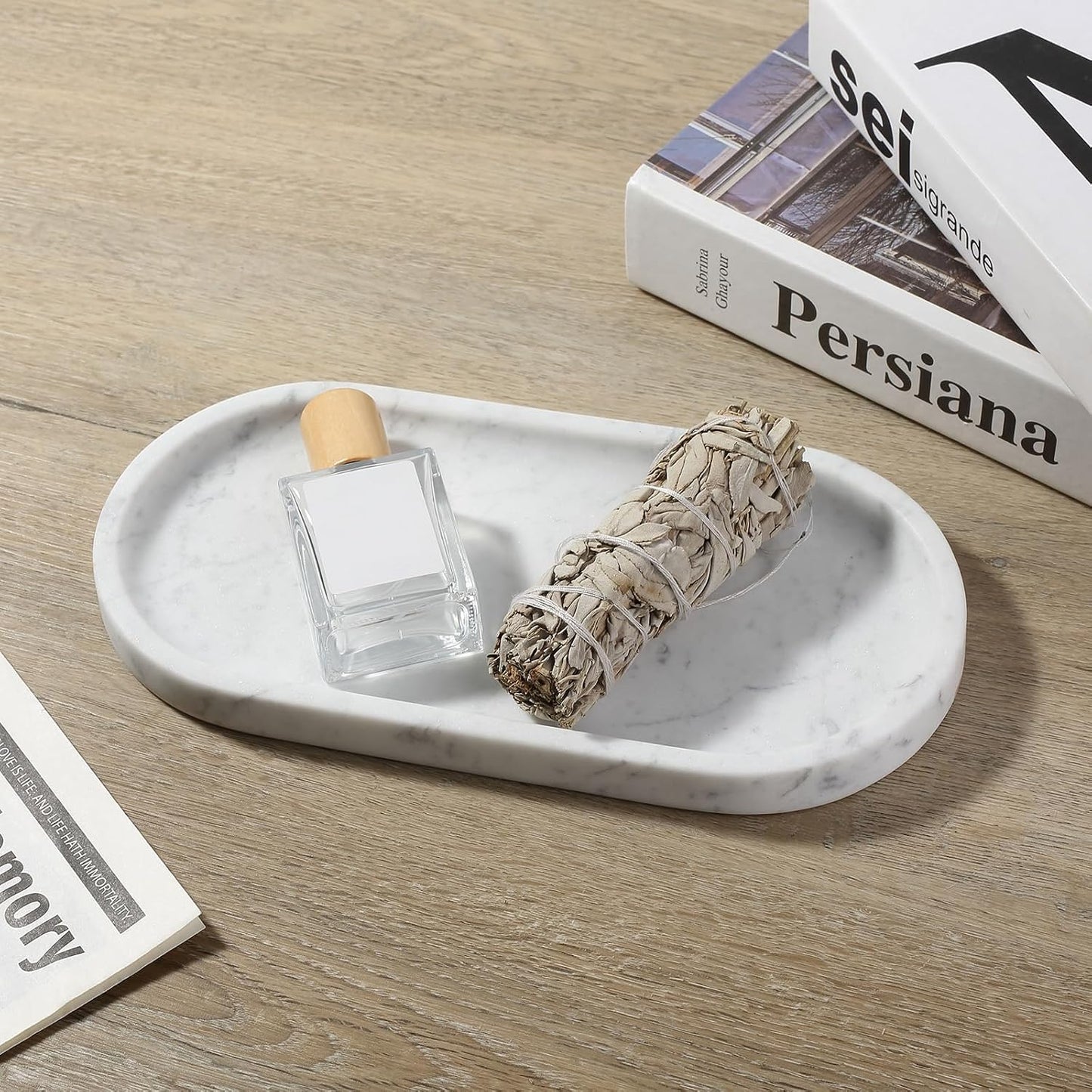 Marble Vanity Tray / Bianco Carrara White / 10 x 5 x 0.7