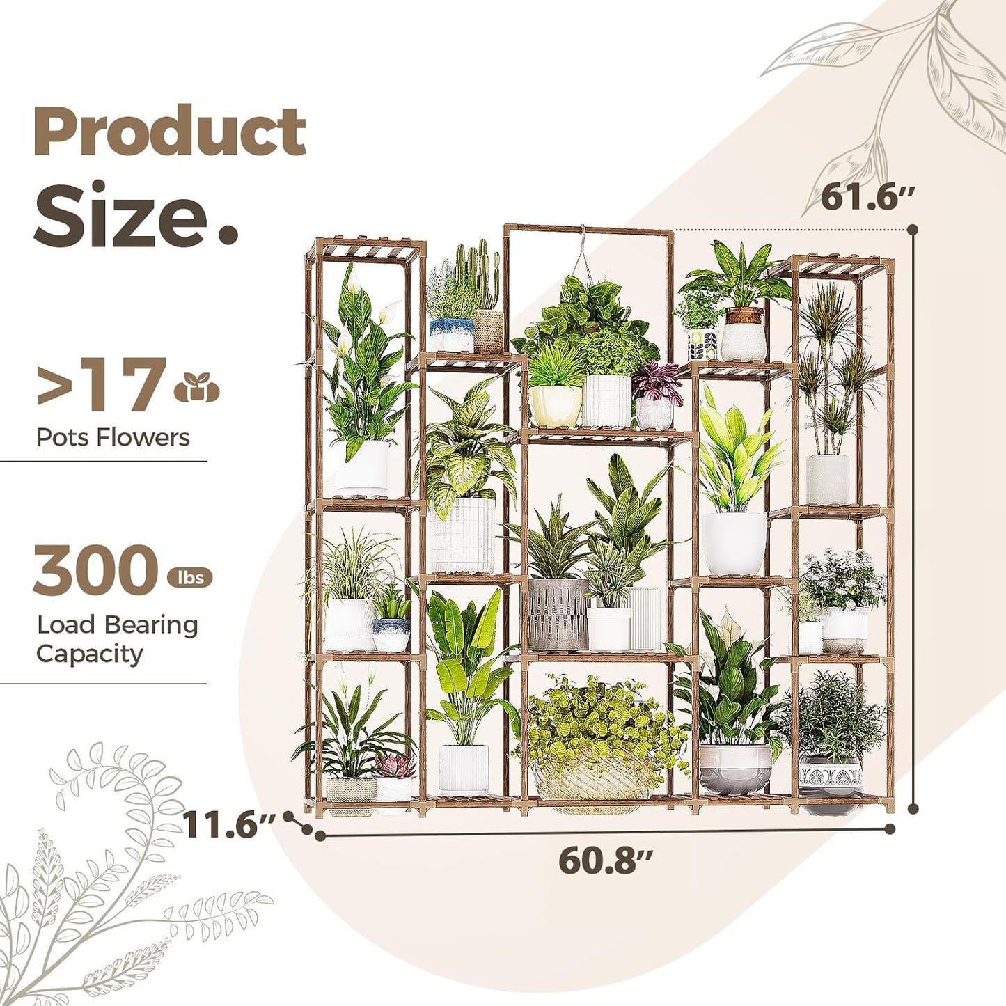 Bamworld Plant Shelf Indoor Hanging Plant Stand Outdoor Large Plant Shelves Tall Flower Holder wooden plant stand for