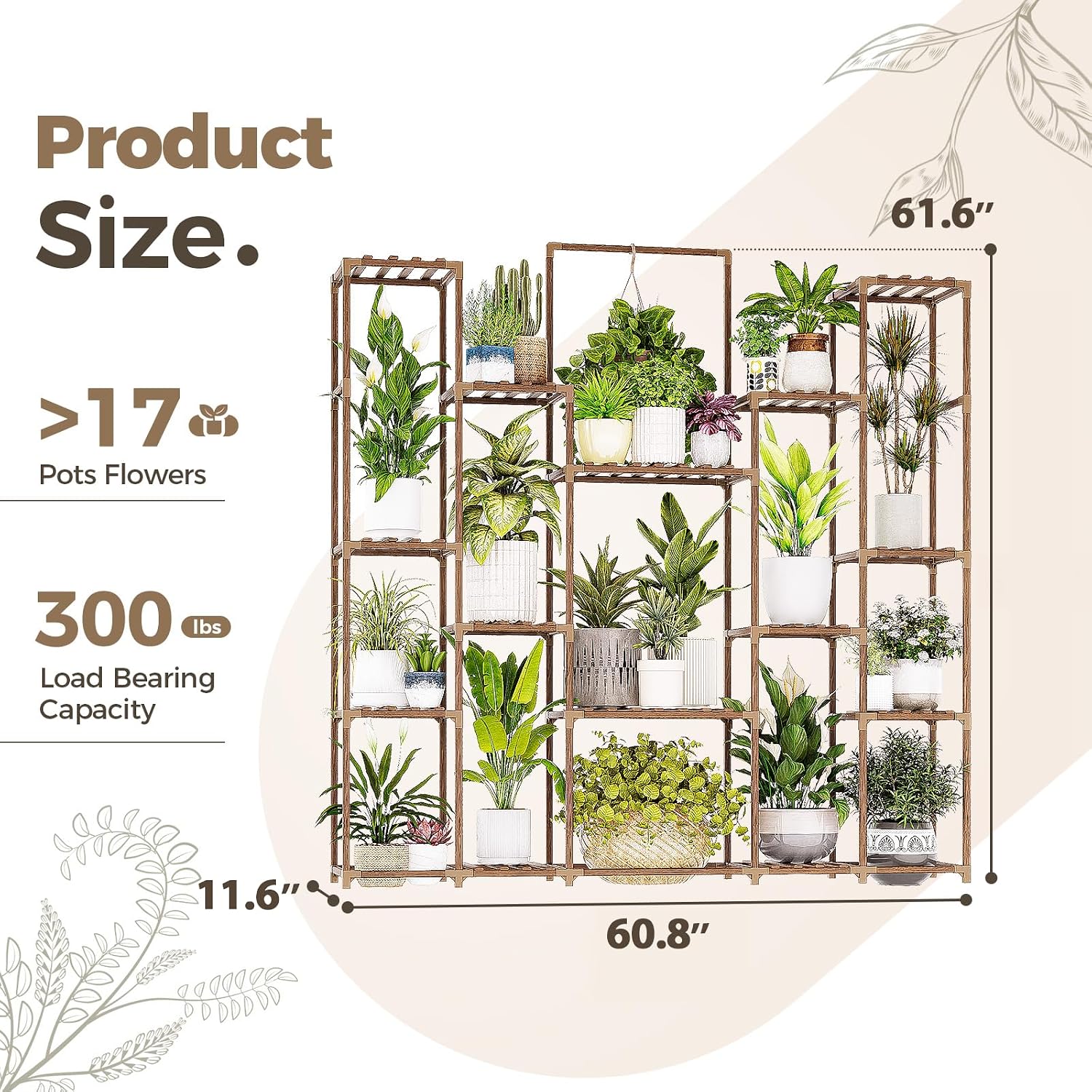 Bamworld Plant Shelf Indoor Hanging Plant Stand Outdoor Large Plant Shelves Tall Flower Holder wooden plant stand for