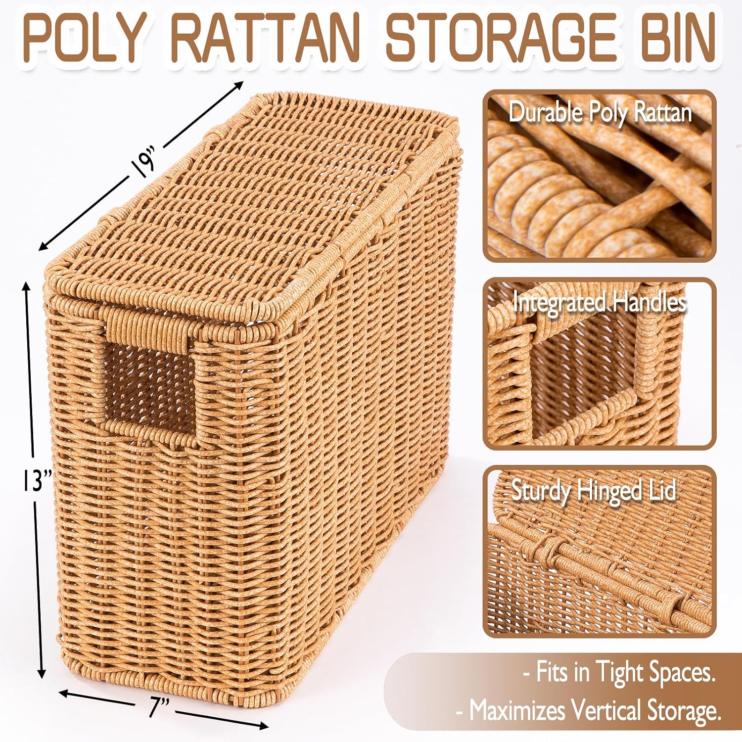Decorative Poly Rattan Wicker Storage Bin