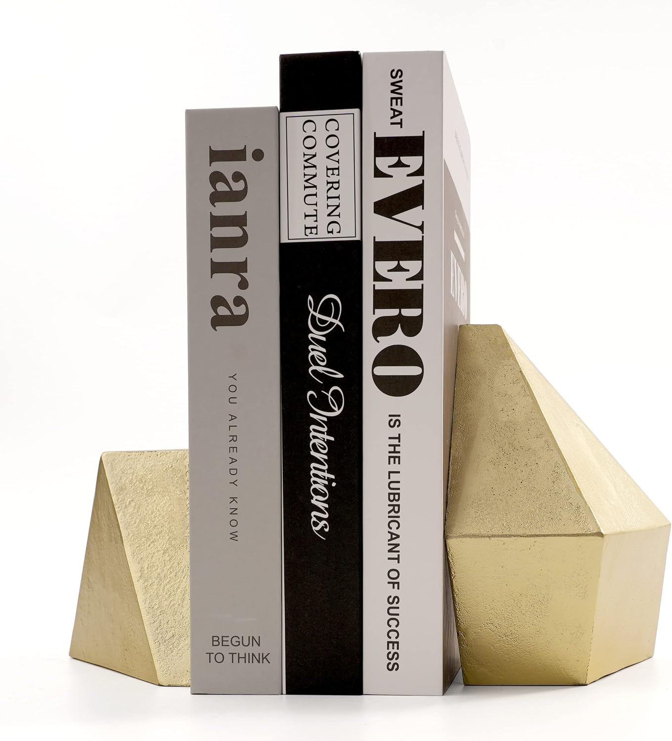 Abstract Bookends / Decorative Cast Iron Bookends / Gold
