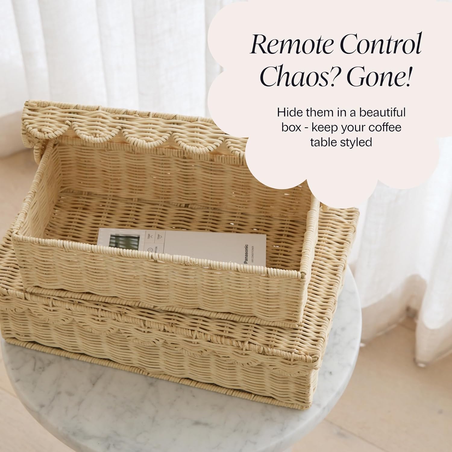 Scalloped Wicker Basket / Natural / 14 x 8 x 4 / Set of 2