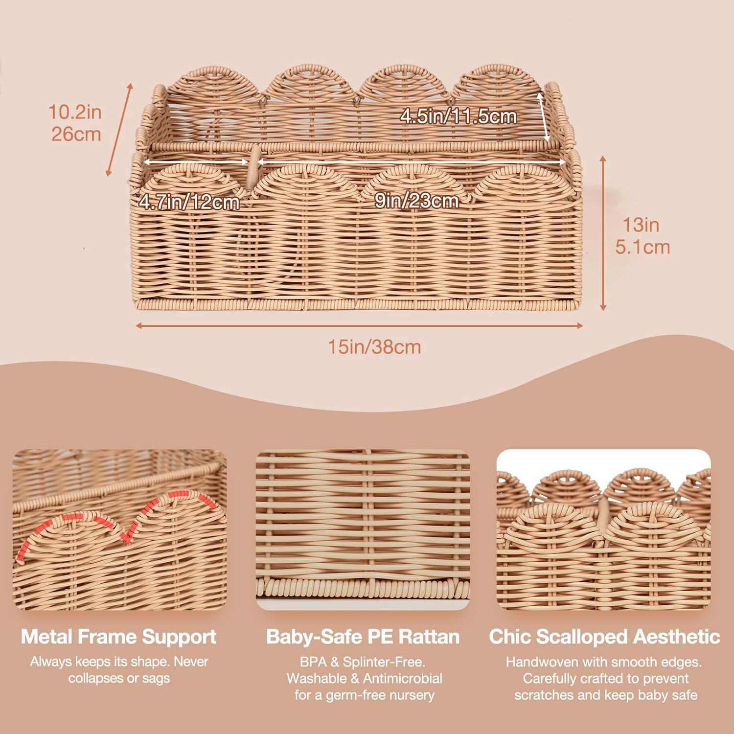 Wicker Diaper Caddy Organizer / Natural / L