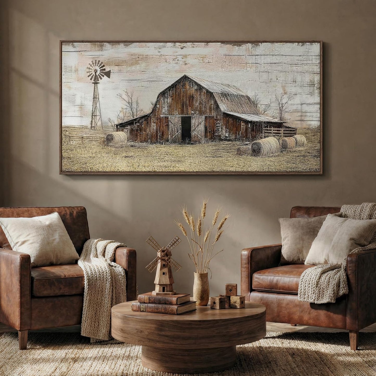 Rustic Country Wall / 60"L x 30"W / Warm Neutral