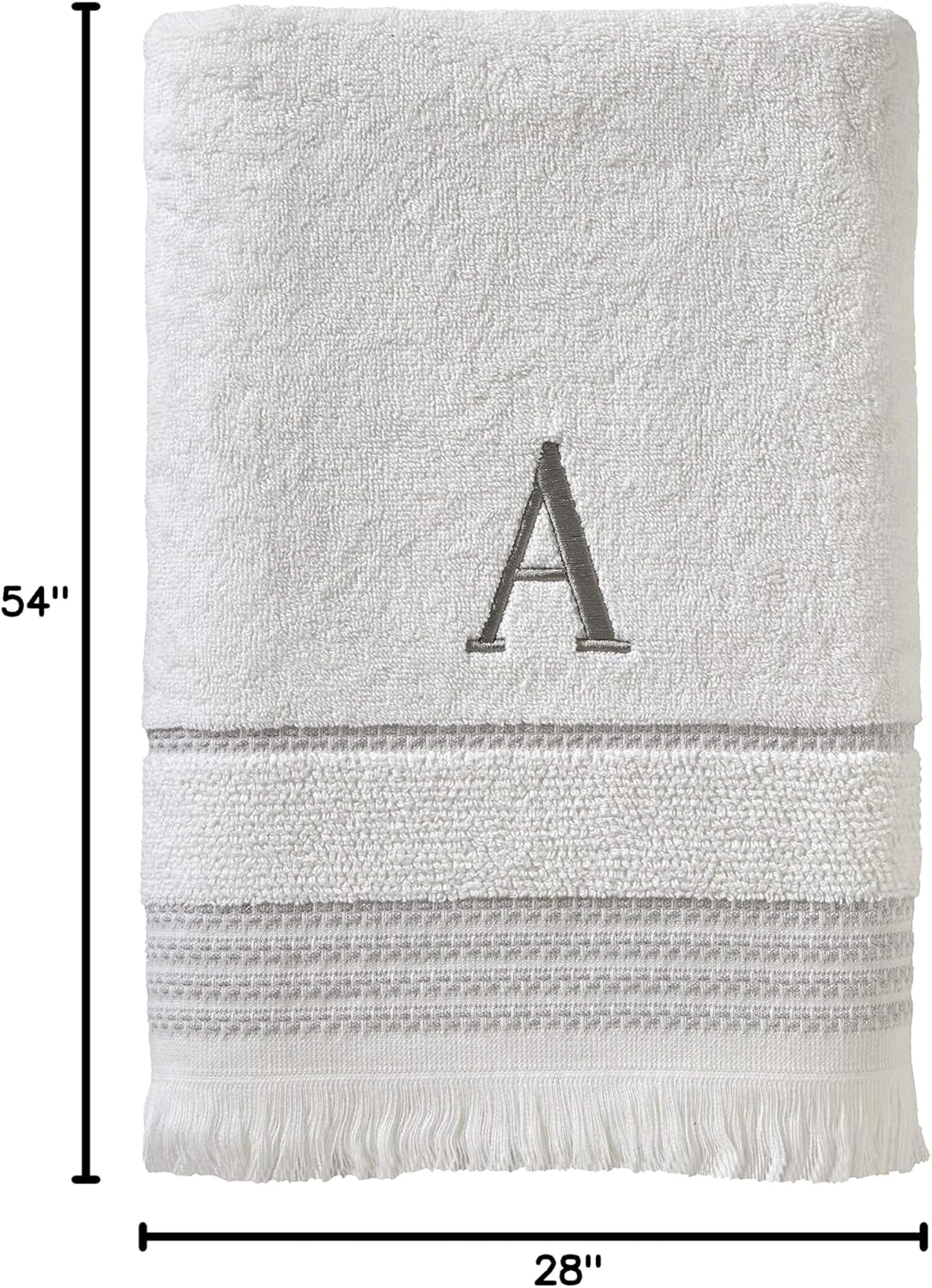 SKL Home Casual Monogram Bath Towel, Embroidered A, White | Available in letters A-Z. Personalized style, great for