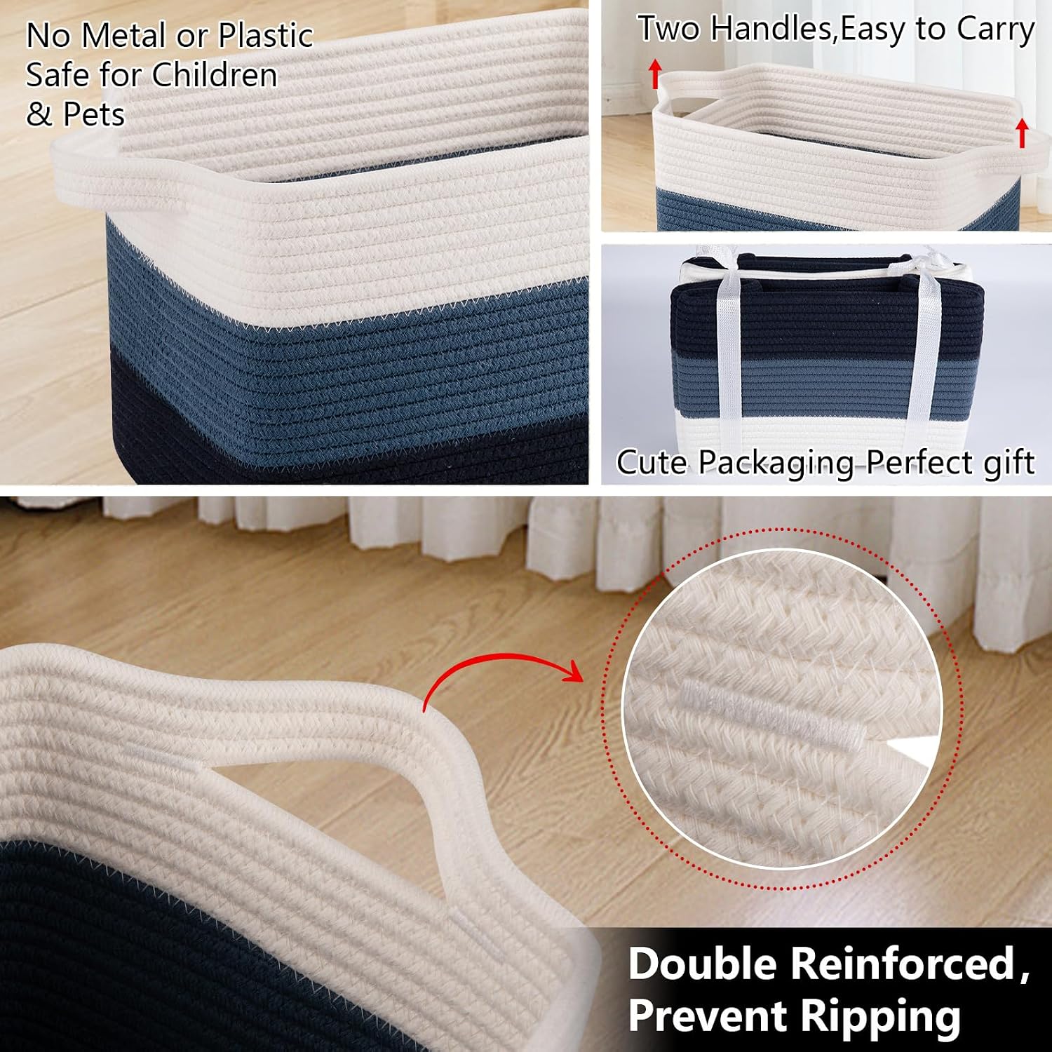 Woven Baskets for Storage / Gradient Blue / 13 x 9.9 x 8.7 / Set of 3
