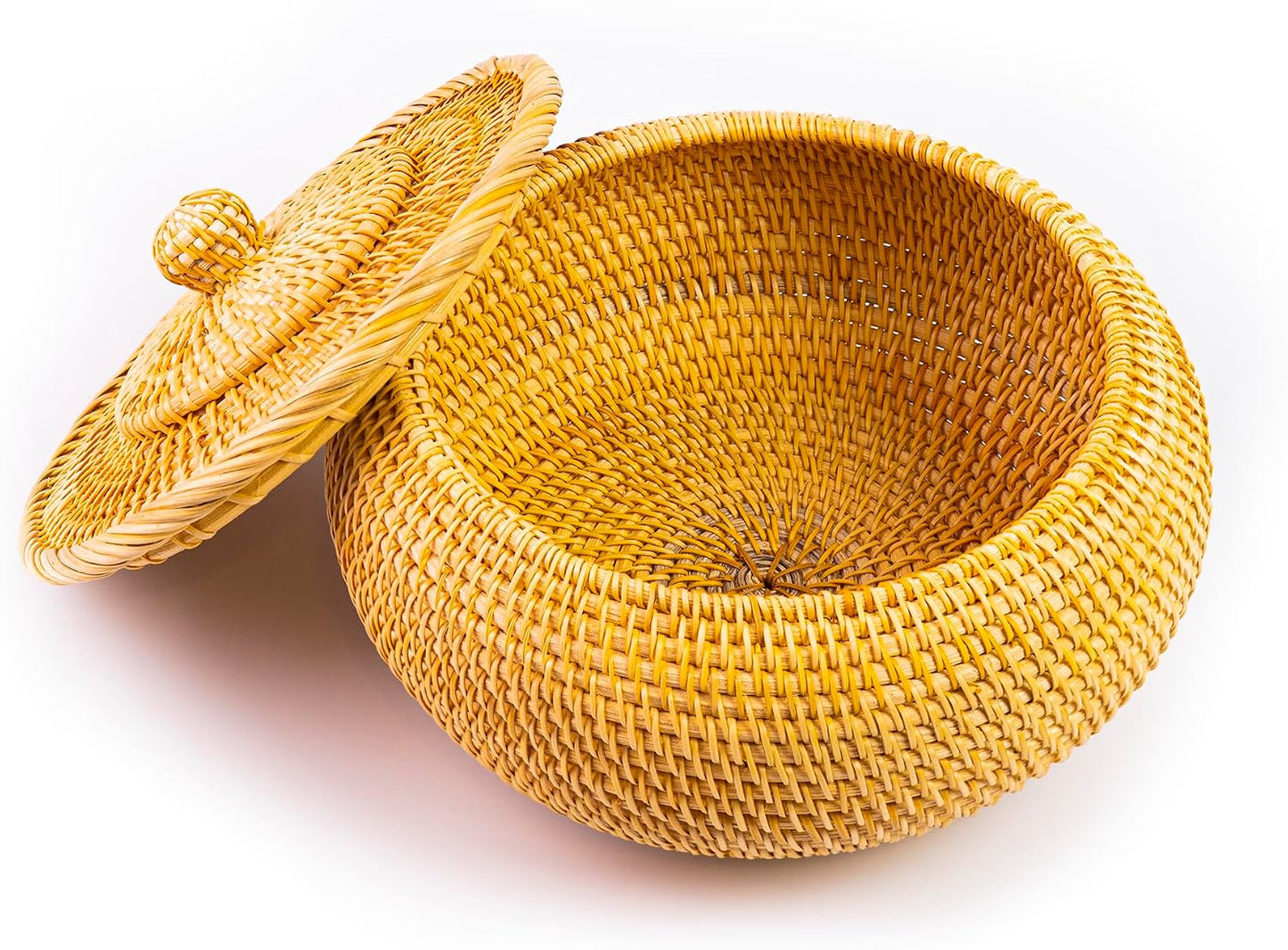 Hand-Woven Round Rattan Storage Basket / 8.6 x 5.1