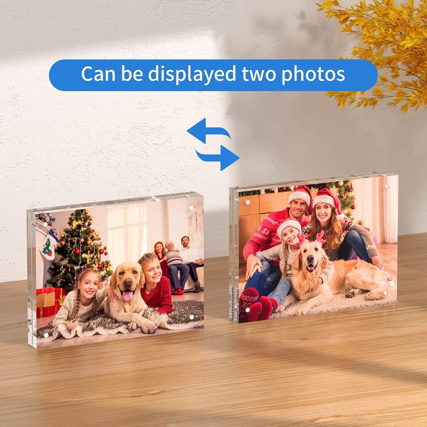 NIUBEE Acrylic Photo Frame 6x8, Double Sided Magnetic Blocks Pet Picture Frame