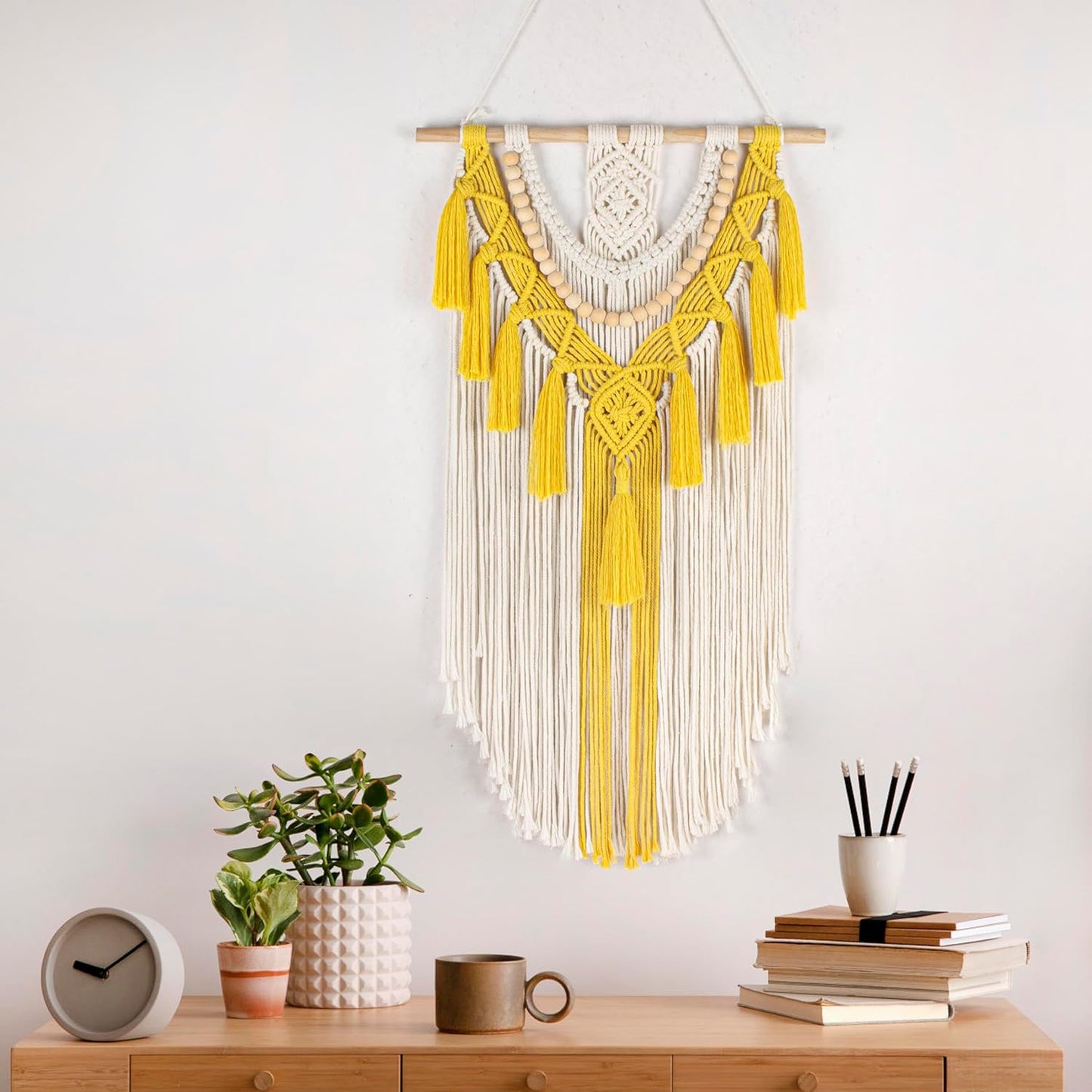 Macrame Wall Hanging Boho Wall Decor Handmade Woven Tapestry / Yellow