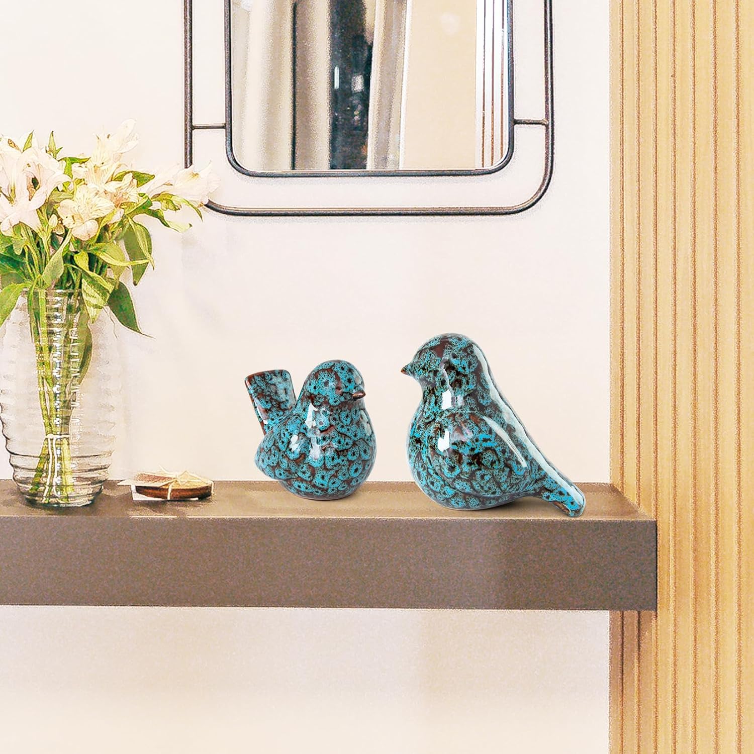 Modern Bird Figurines Decor / Blue